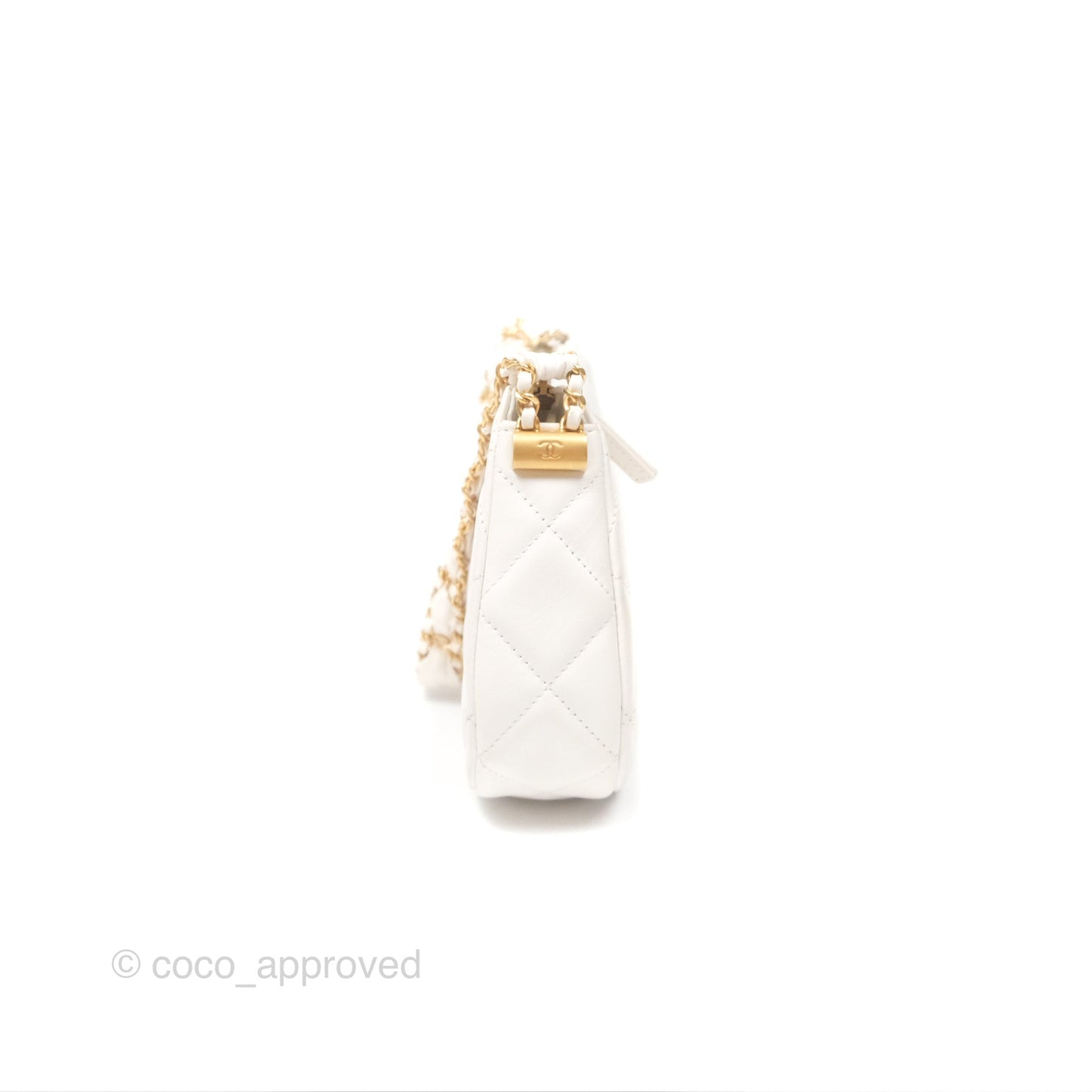 Chanel Hobo Bag White Aged Calfskin Aged Gold Hardware