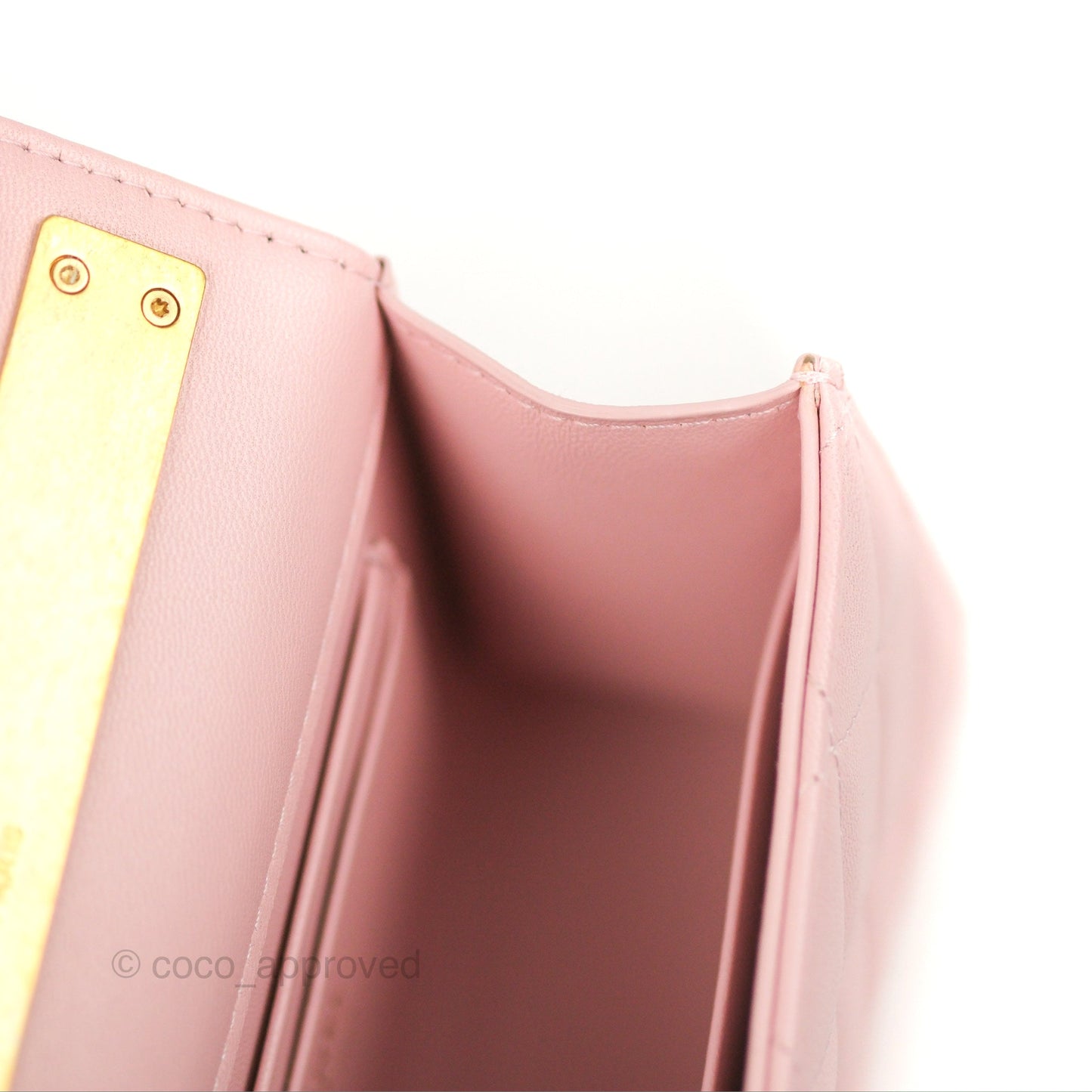 Chanel Enamel Top Handle Clutch with Chain Pink Lambskin Aged Gold Hardware 22B