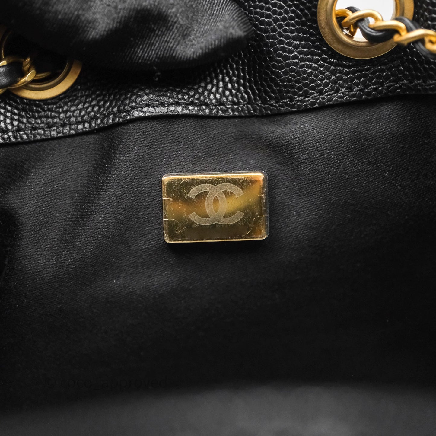 Chanel 25 Medium Black Caviar Aged Gold Hardware