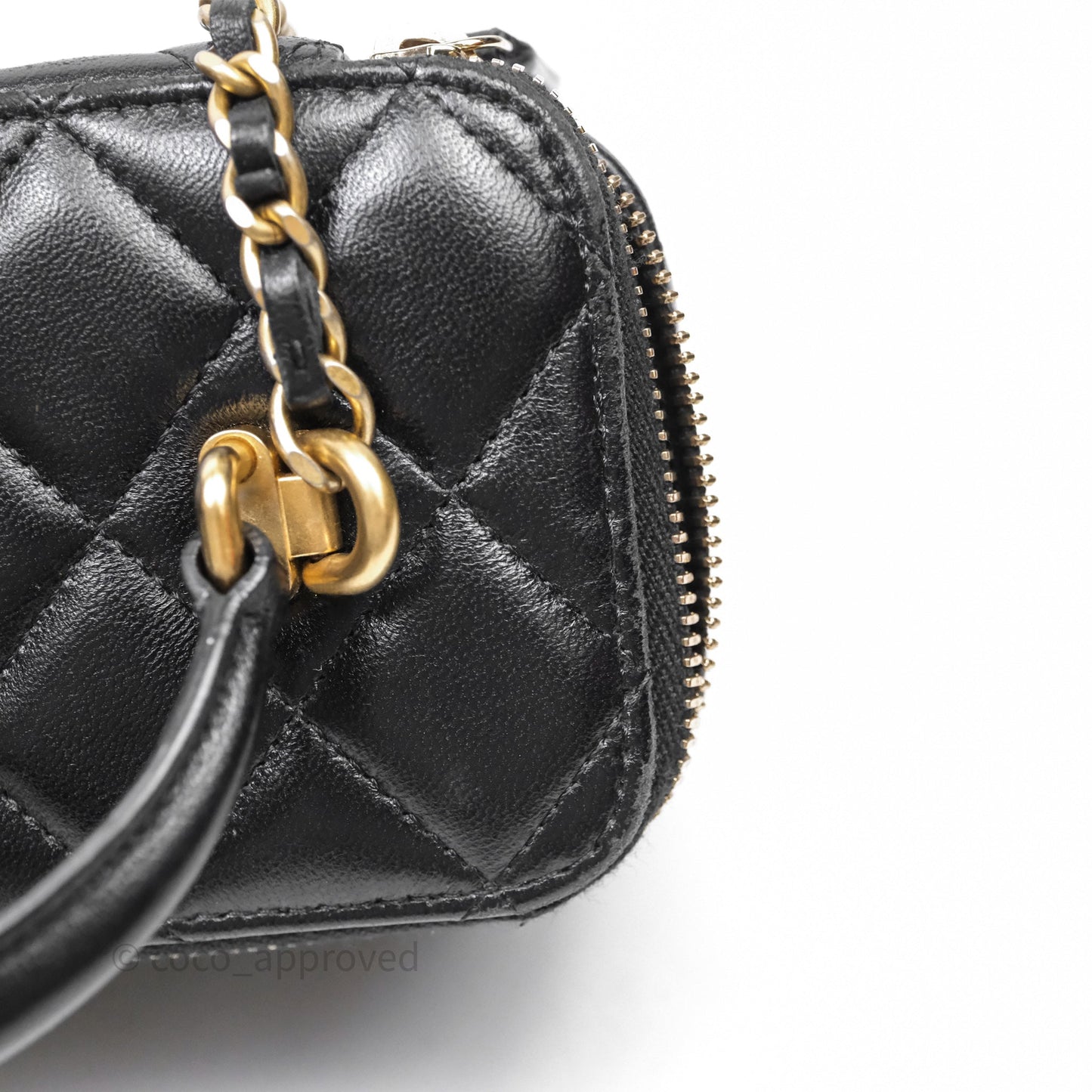 Chanel Vanity Rectangular Top Handle Black Lambskin Gold Hardware