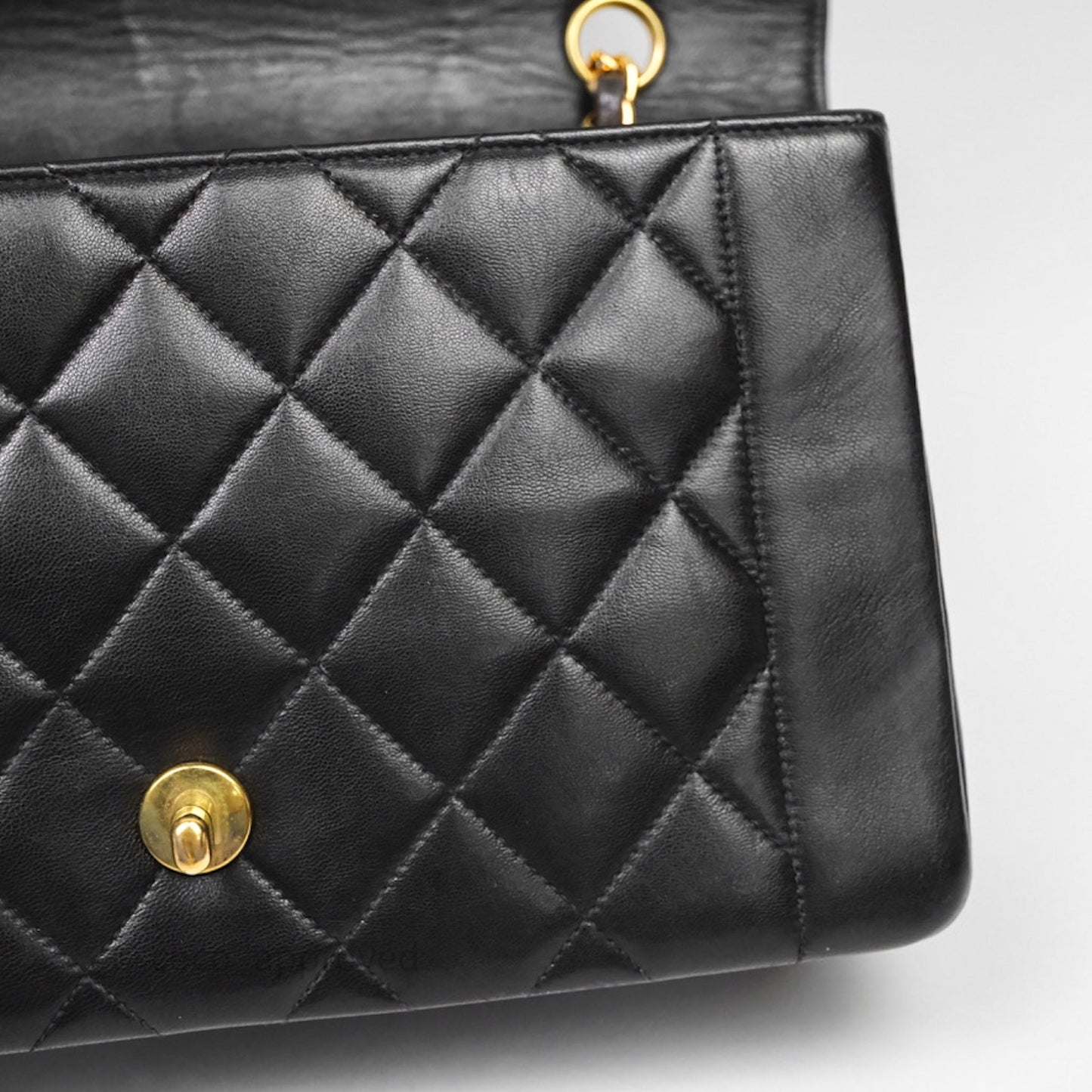 Chanel Vintage Medium Classic Diana Flap Bag Black Lambskin 24K Gold Hardware