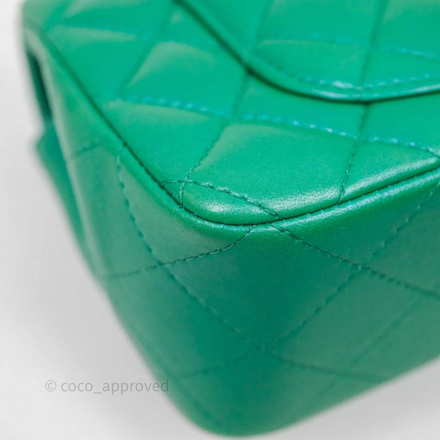 Chanel Top Handle Mini Rectangular Flap Bag Iridescent Green Lambskin Aged Gold Hardware