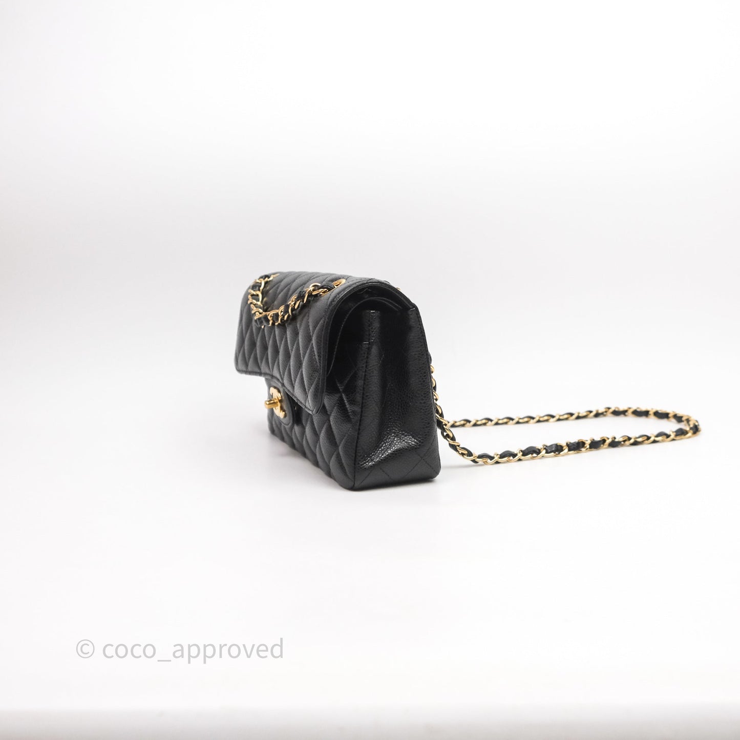 Chanel Small Classic Flap Quilted Black Caviar Gold Hardware