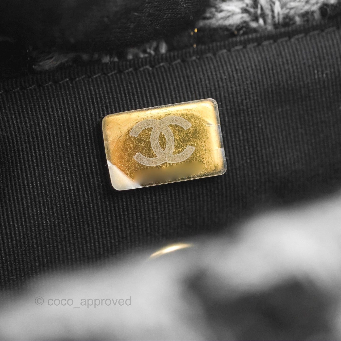 Chanel Mini Flag Bag Black & Grey Tweed Aged Gold Hardware