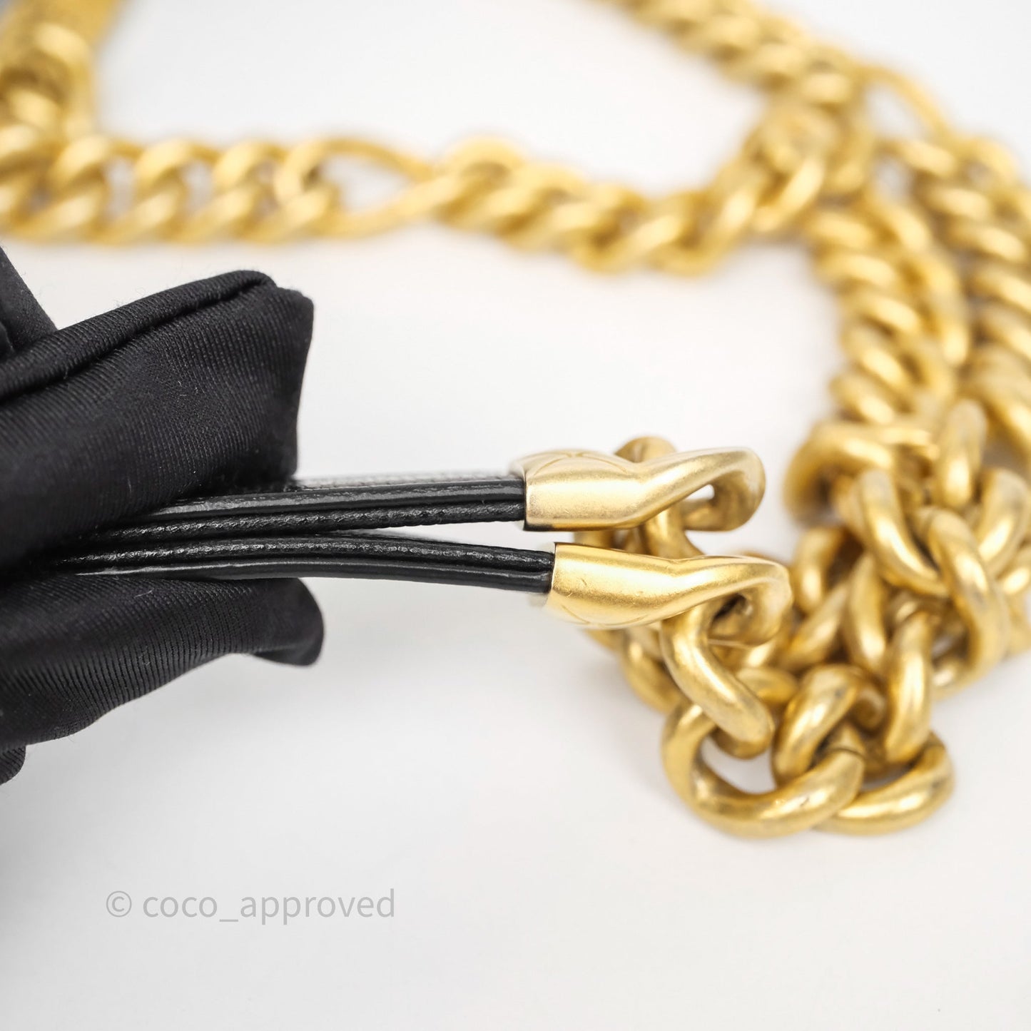 Chanel Mini Bracelet On Chain Flap Bag Flat Quilted Black Caviar Aged Gold Hardware