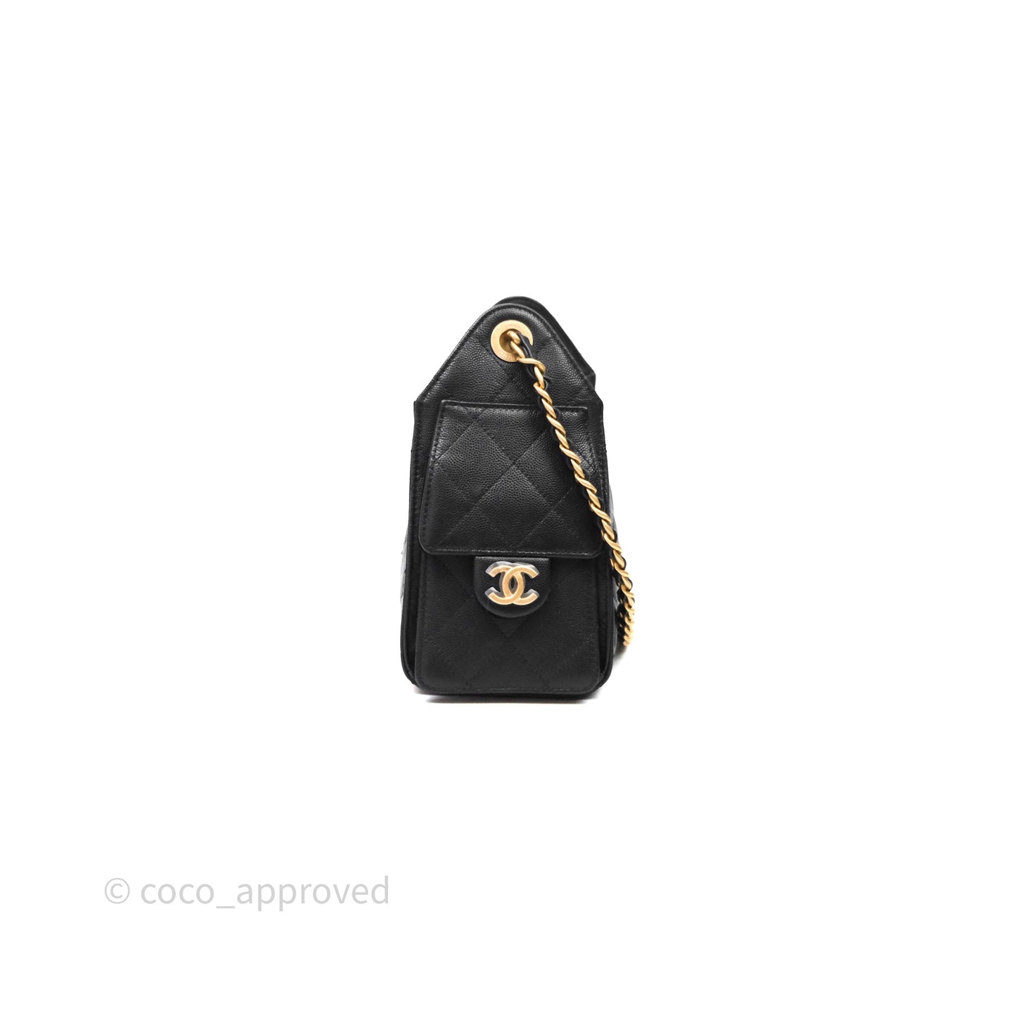 Chanel 25 Mini Black Caviar Aged Gold Hardware