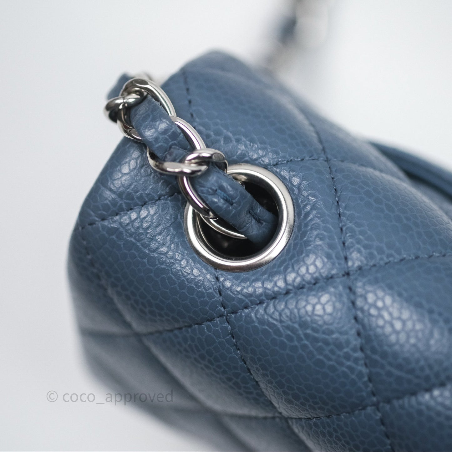 Chanel Quilted Mini Rectangular Blue Caviar Silver Hardware
