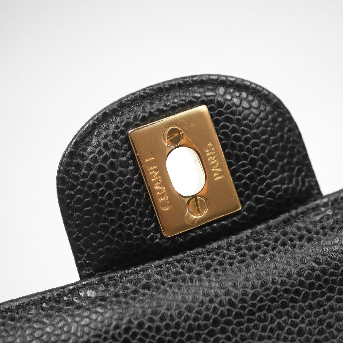 Chanel Classic M/L Medium Flap Quilted Black Caviar Gold Hardware