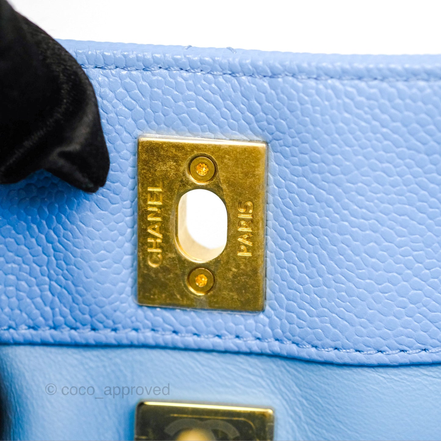 Chanel Small CC Chain Hobo Caviar Blue Aged Gold Hardware