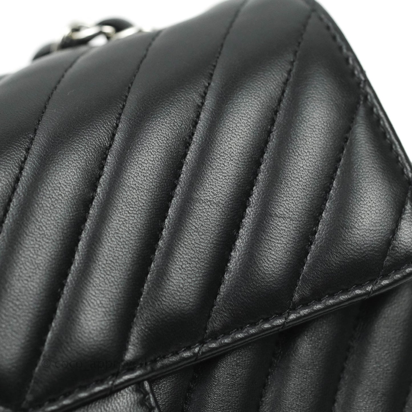 Chanel Classic Chevron Mini Rectangular Flap Black Lambskin Silver Hardware