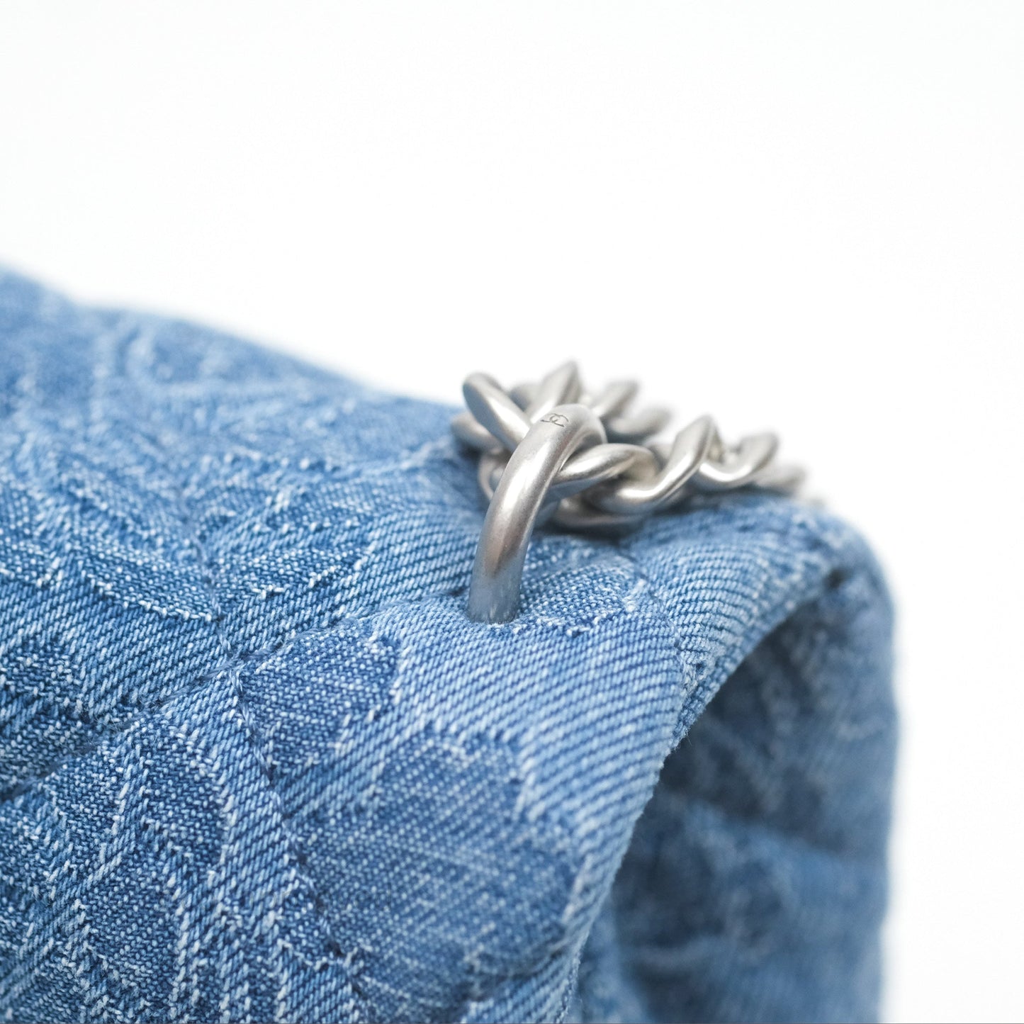 Chanel Quilted Camellia Printed Heart Crush Mini Flap Bag Blue Denim Aged Silver Hardware