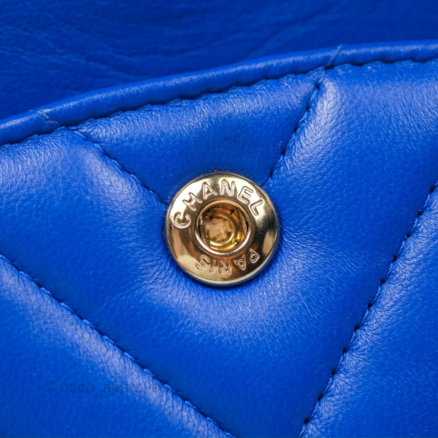 Chanel Medium Classic Flap Chevron Blue Lambskin Gold Hardware