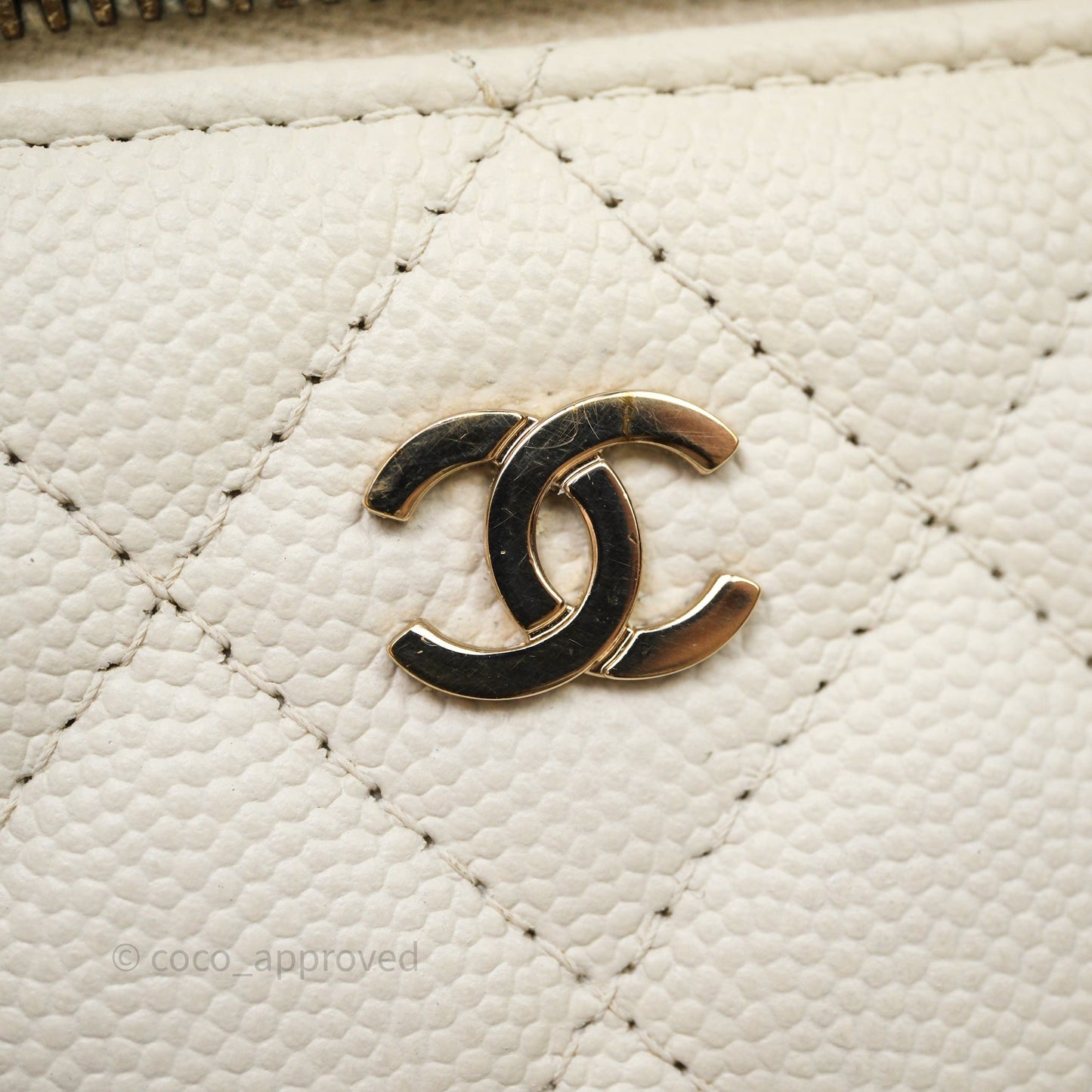 Chanel Mini Vanity With Chain White Caviar Gold Hardware