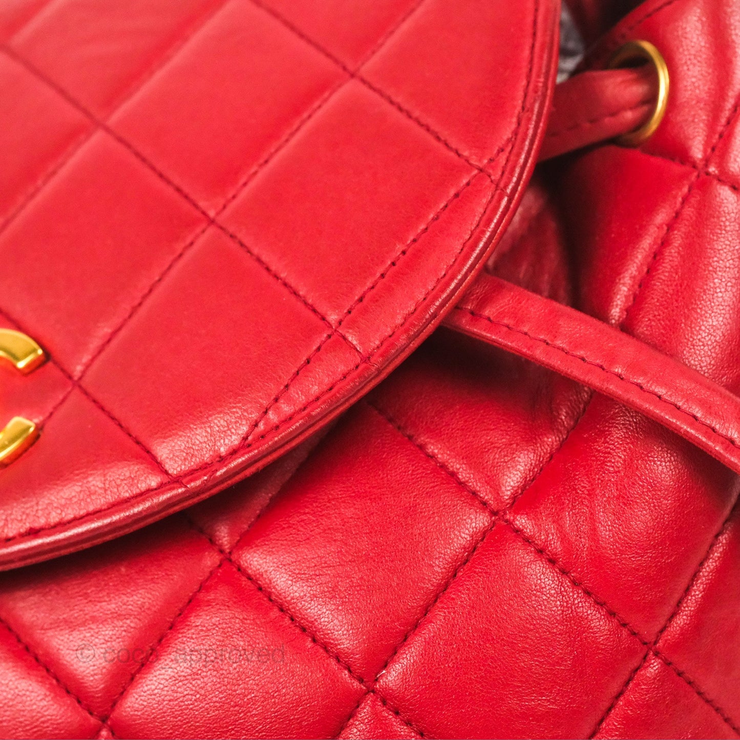 Chanel Vintage CC Duma Backpack Red Lambskin 24K Gold Hardware