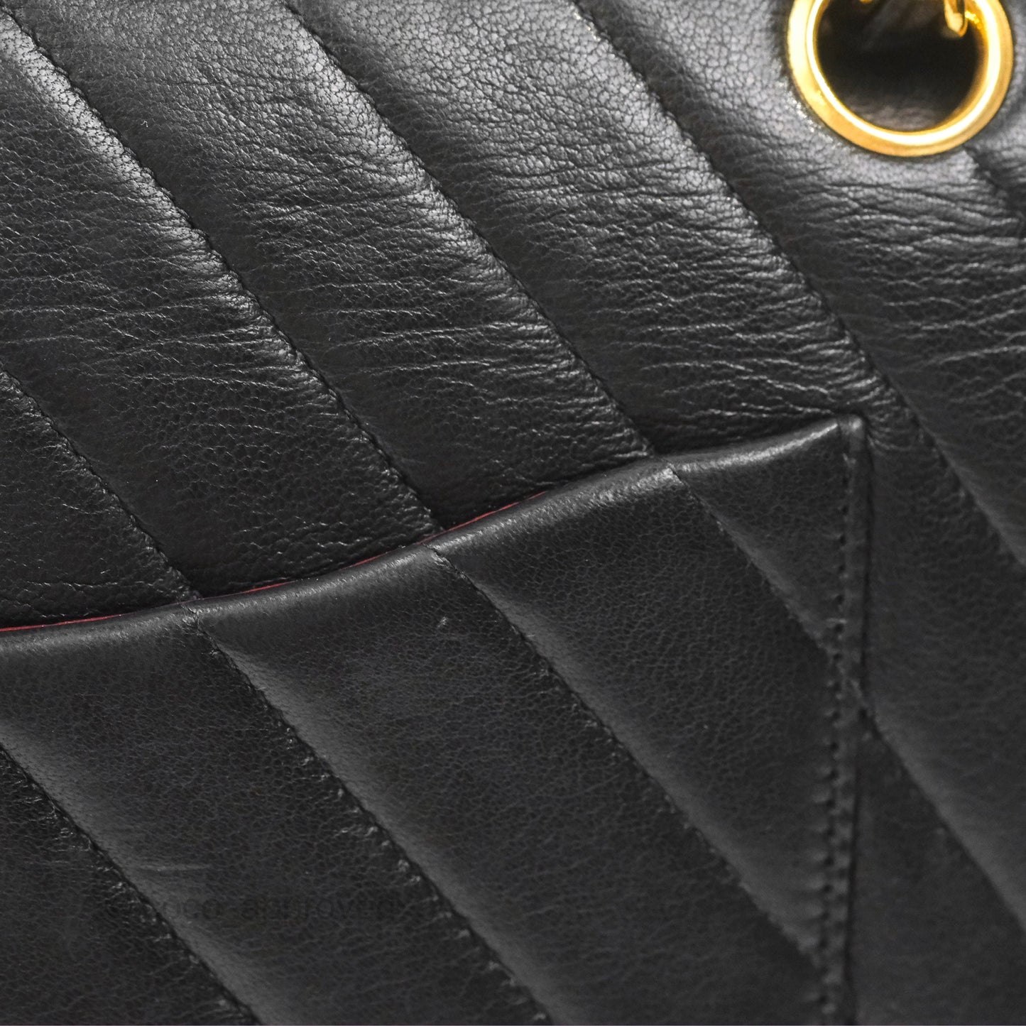 Chanel Vintage Medium Classic Flap Chevron Black Lambskin 24K Gold Hardware