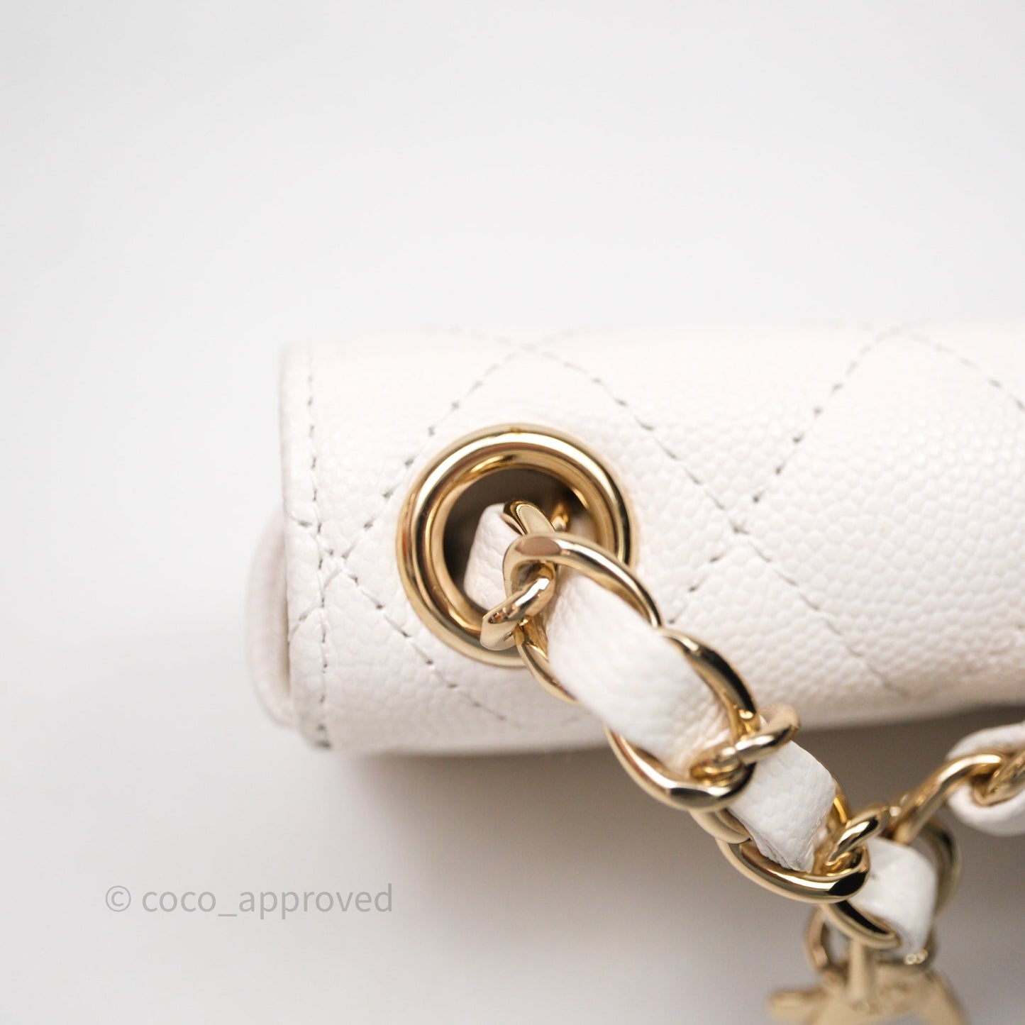 Chanel Mini Flap Belt Bag Caviar White Gold Hardware