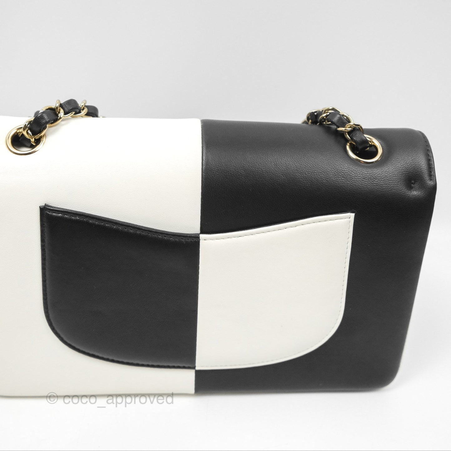 Chanel Medium Flap Black & White Lambskin Gold Hardware