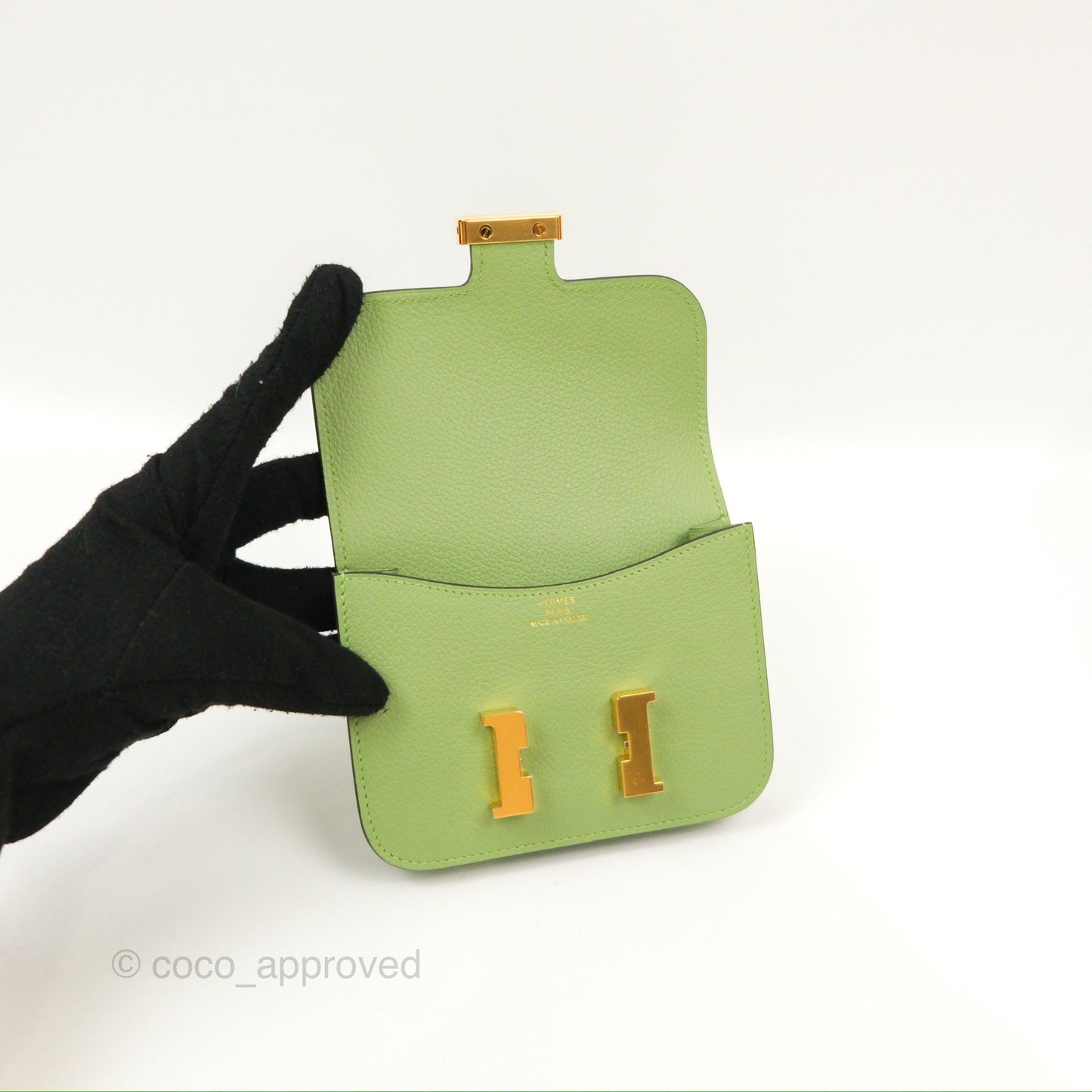 Hermès Constance Slim Wallet Vert Criquet Evercolour Gold Hardware