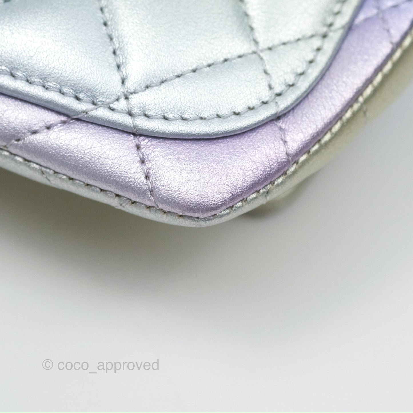 Chanel Quilted Case on Chain Iridescent Rainbow Calfskin