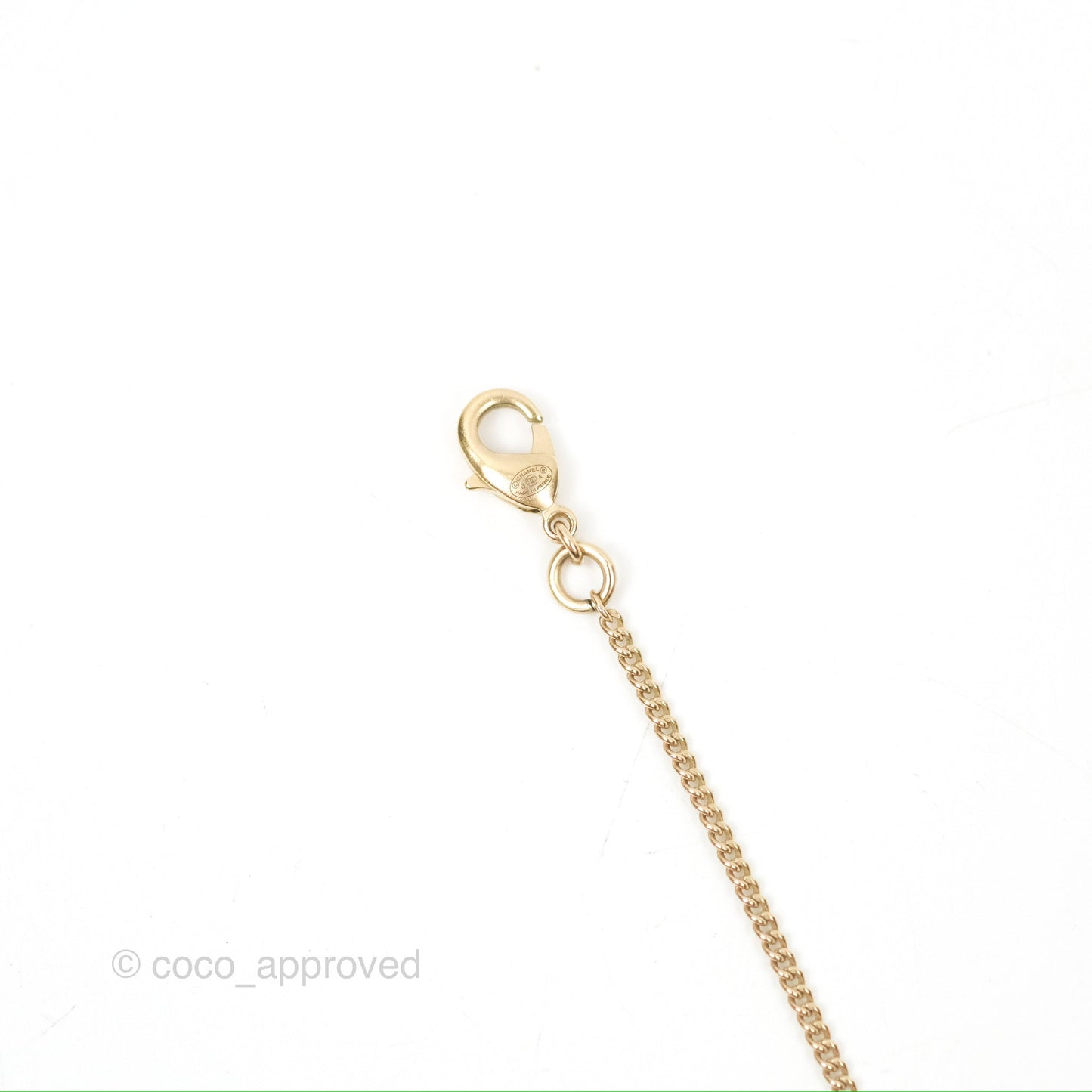 Chanel CC Crystal Pearl Drop Pendant Necklace Gold Tone 12A