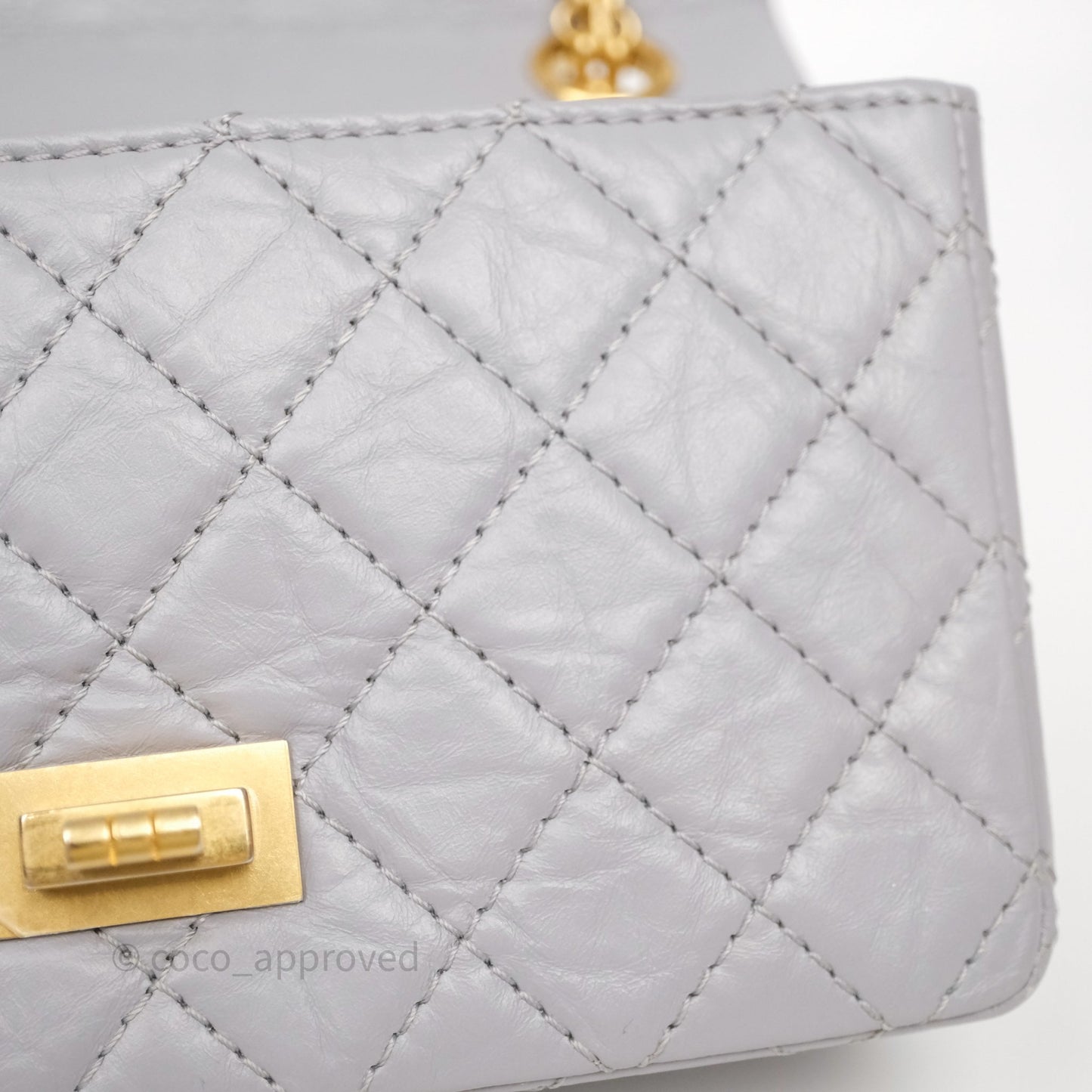 Chanel Mini Reissue 224 Grey Aged Calfskin Aged Gold Hardware