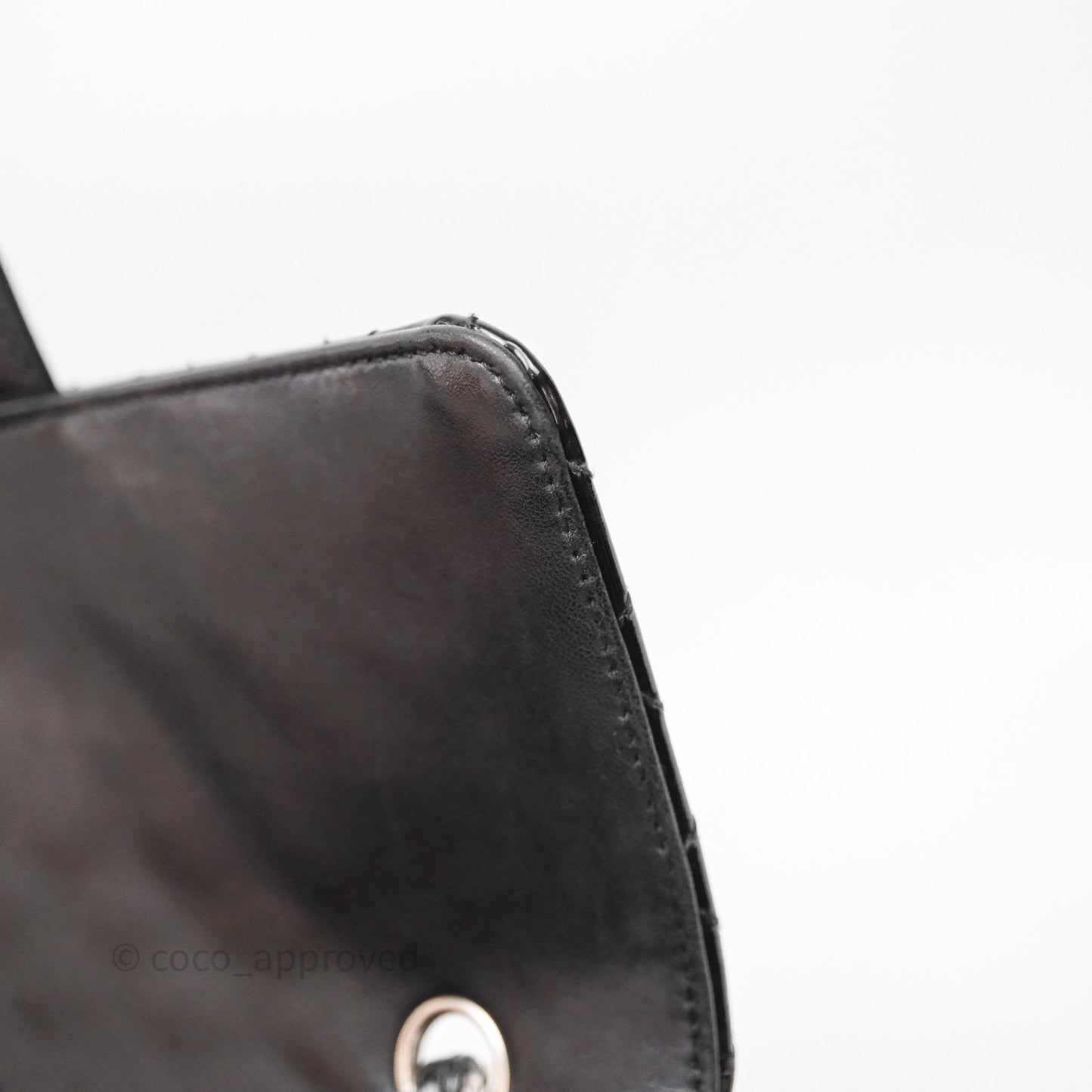 Chanel Quilted Medium Flap Black Patent Silver Hardware