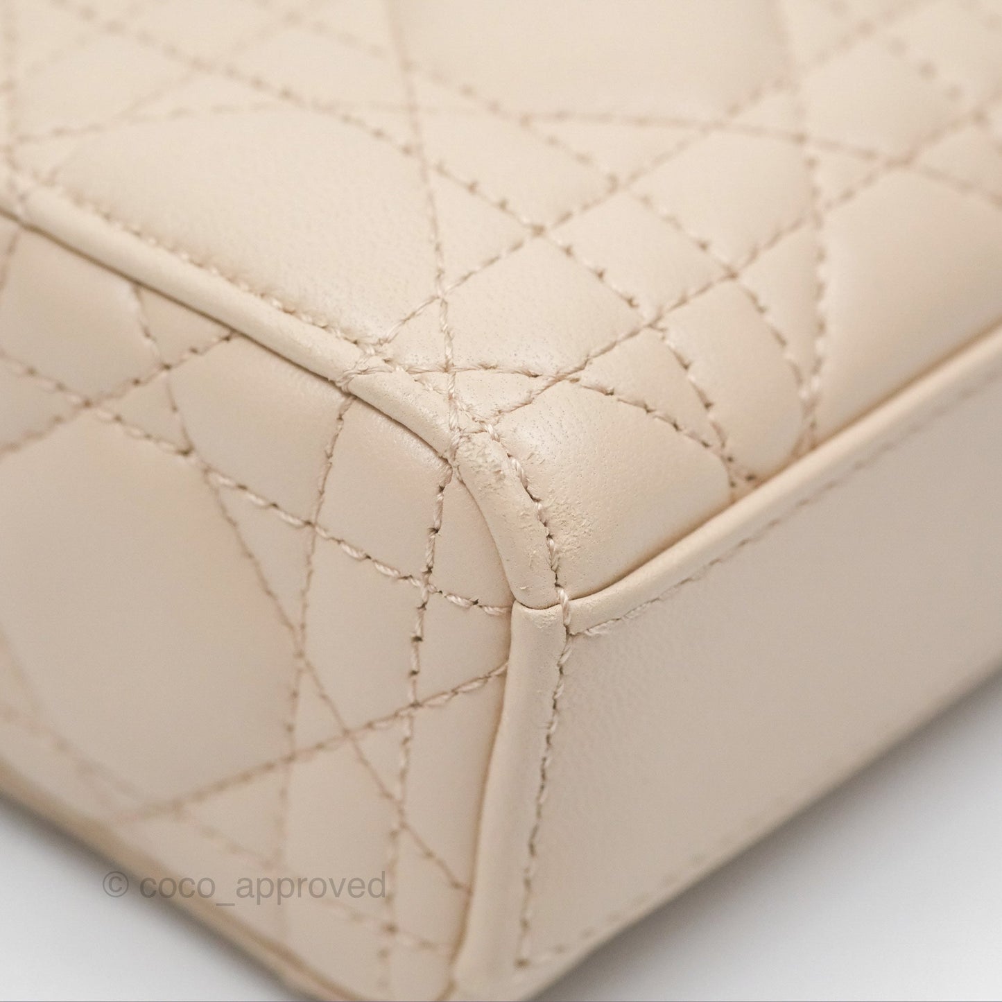 Christian Dior Medium Lady D-Joy Bag Beige Lambskin Cannage Gold Hardware