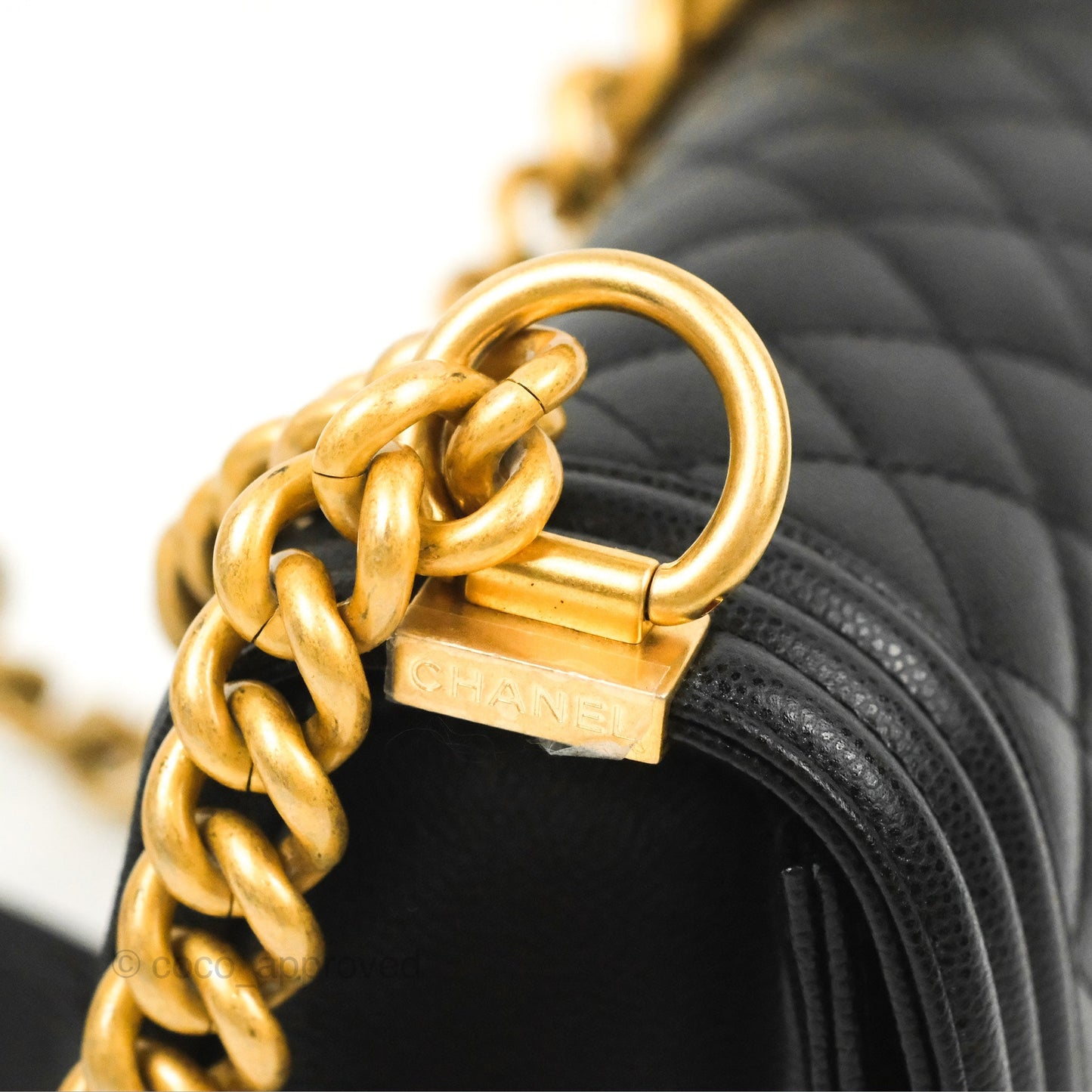 Chanel Small Boy Black Caviar Aged Gold Hardware