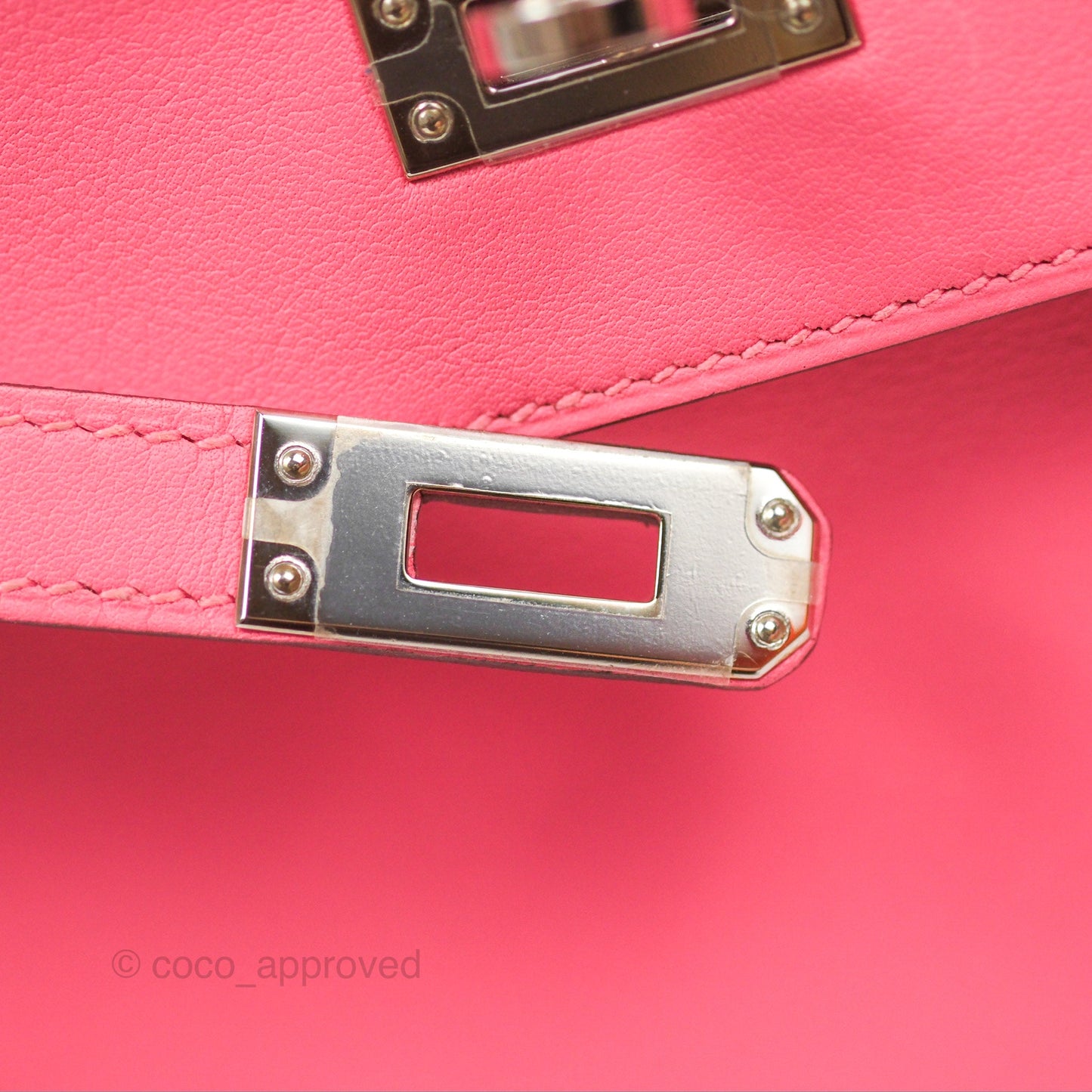 Hermès Retourne Kelly 25 Rose Azalee Swift Palladium Hardware