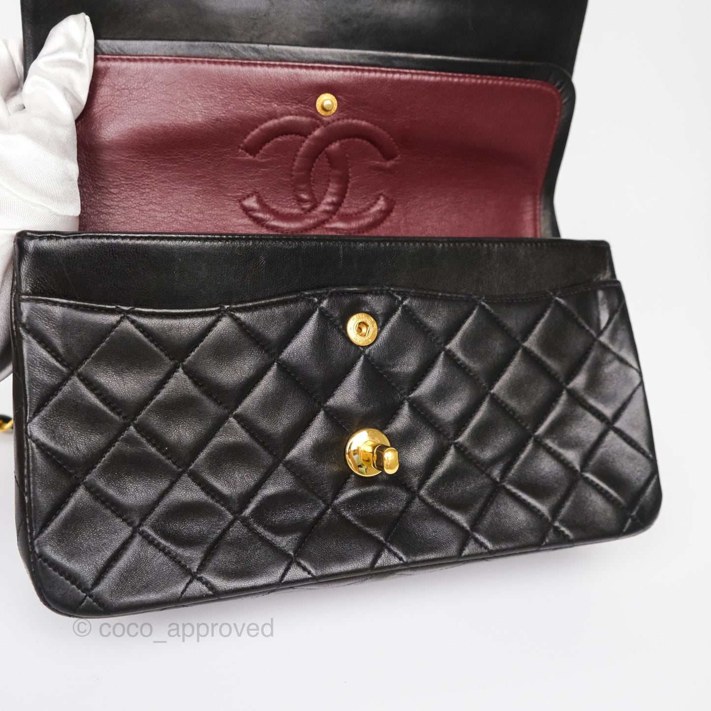 Chanel Vintage Small Classic Flap Black Lambskin 24K Gold Hardware
