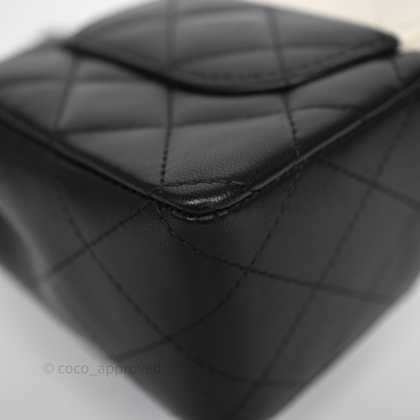 Chanel Mini Rectangular Flap Quilted Black White Lambskin Gold Hardware