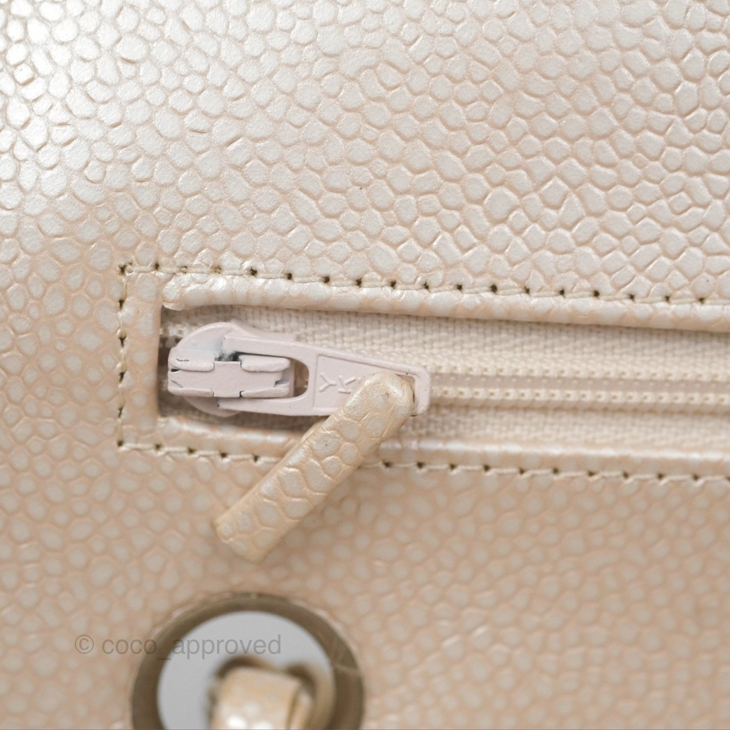 Chanel Classic M/L Medium Double Flap Iridescent Pearly Caviar Aged Gold Hardware⁣⁣