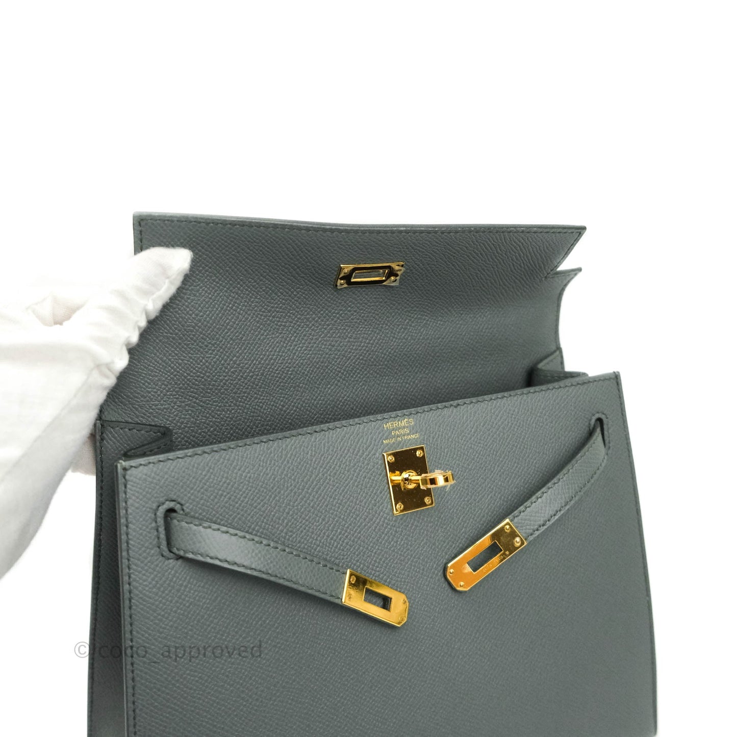 Hermès Kelly 25 Vert Amande Epsom Sellier Gold Hardware