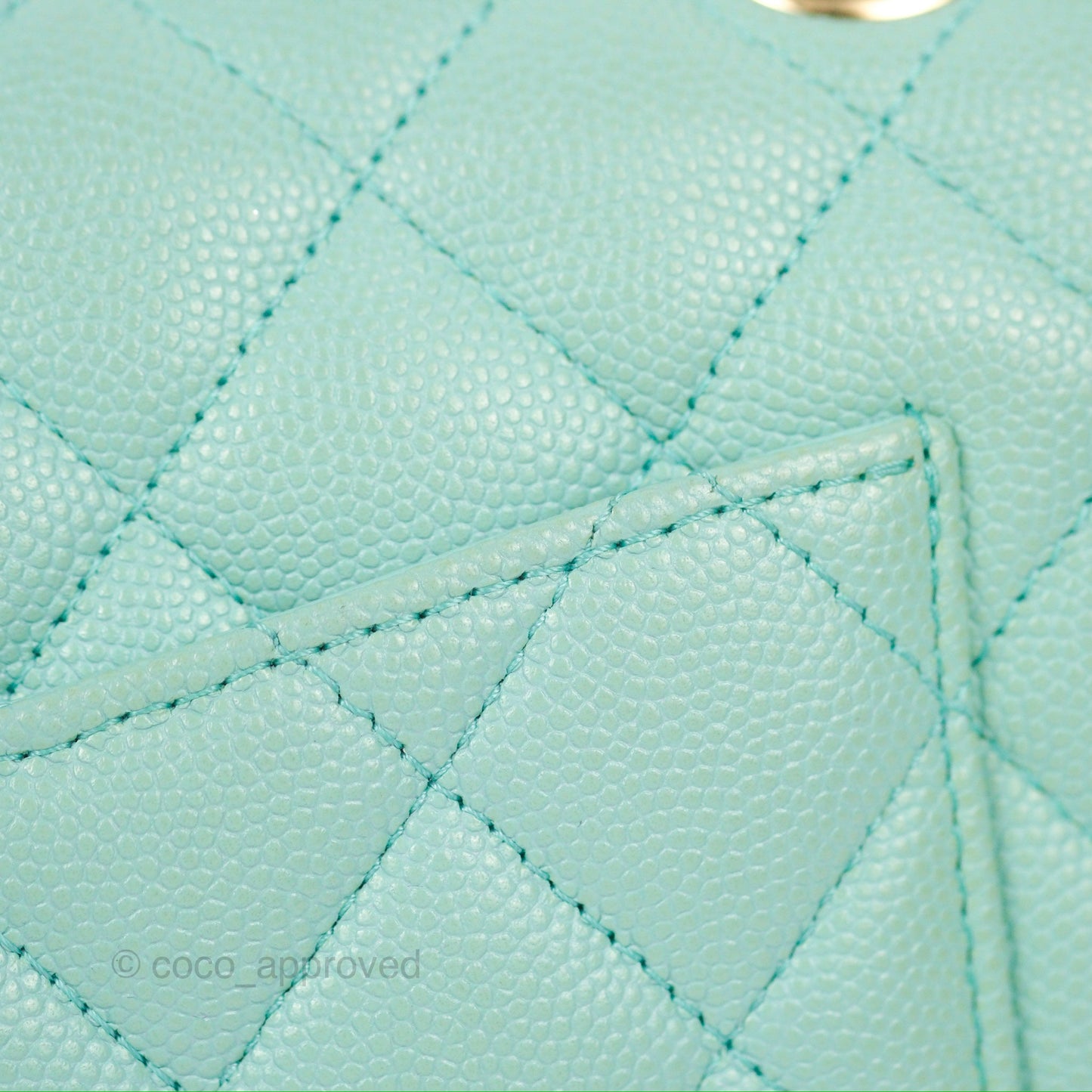 Chanel Small Classic Quilted Flap Tiffany Blue Caviar Gold Hardware 20C
