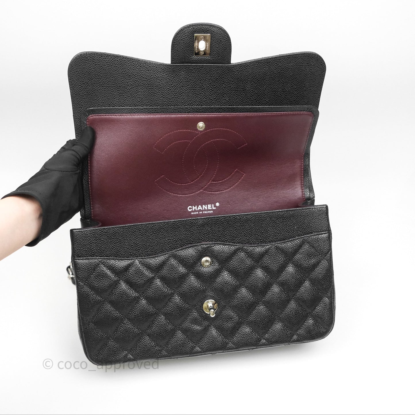 Chanel Jumbo Double Flap Black Caviar Silver Hardware⁣⁣