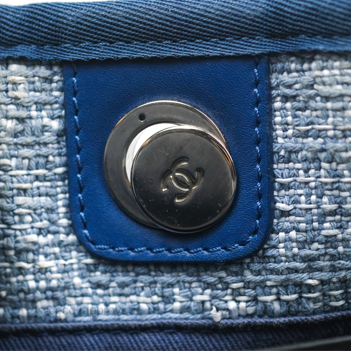 Chanel Medium Deauville Tote Blue Canvas