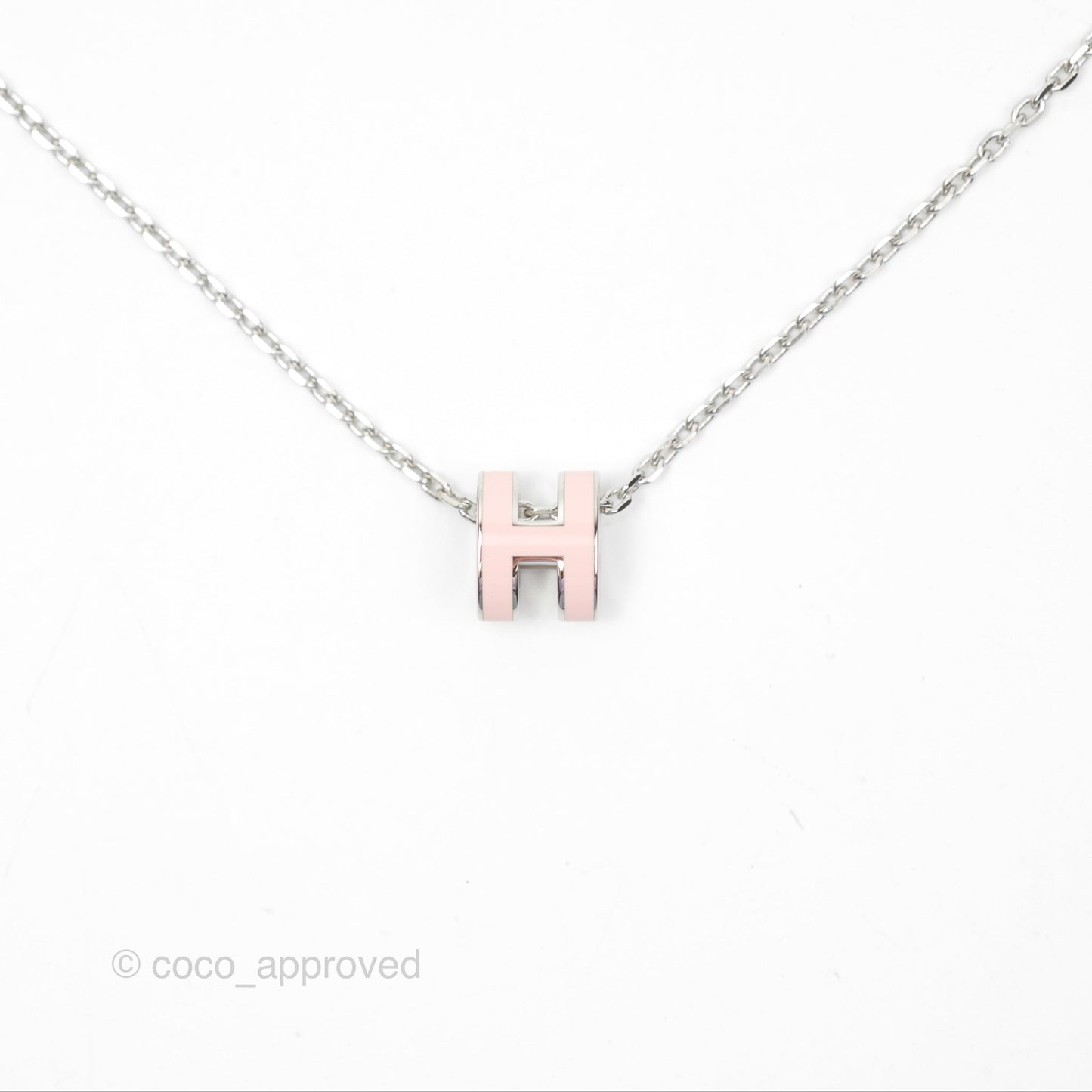 Hermès Mini Pop H Rose Dragee Pendant Necklace Palladium Hardware