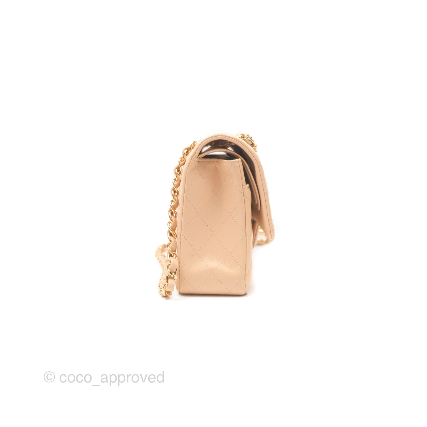 Chanel Classic M/L Medium Flap Quilted Beige Lambskin Gold Hardware