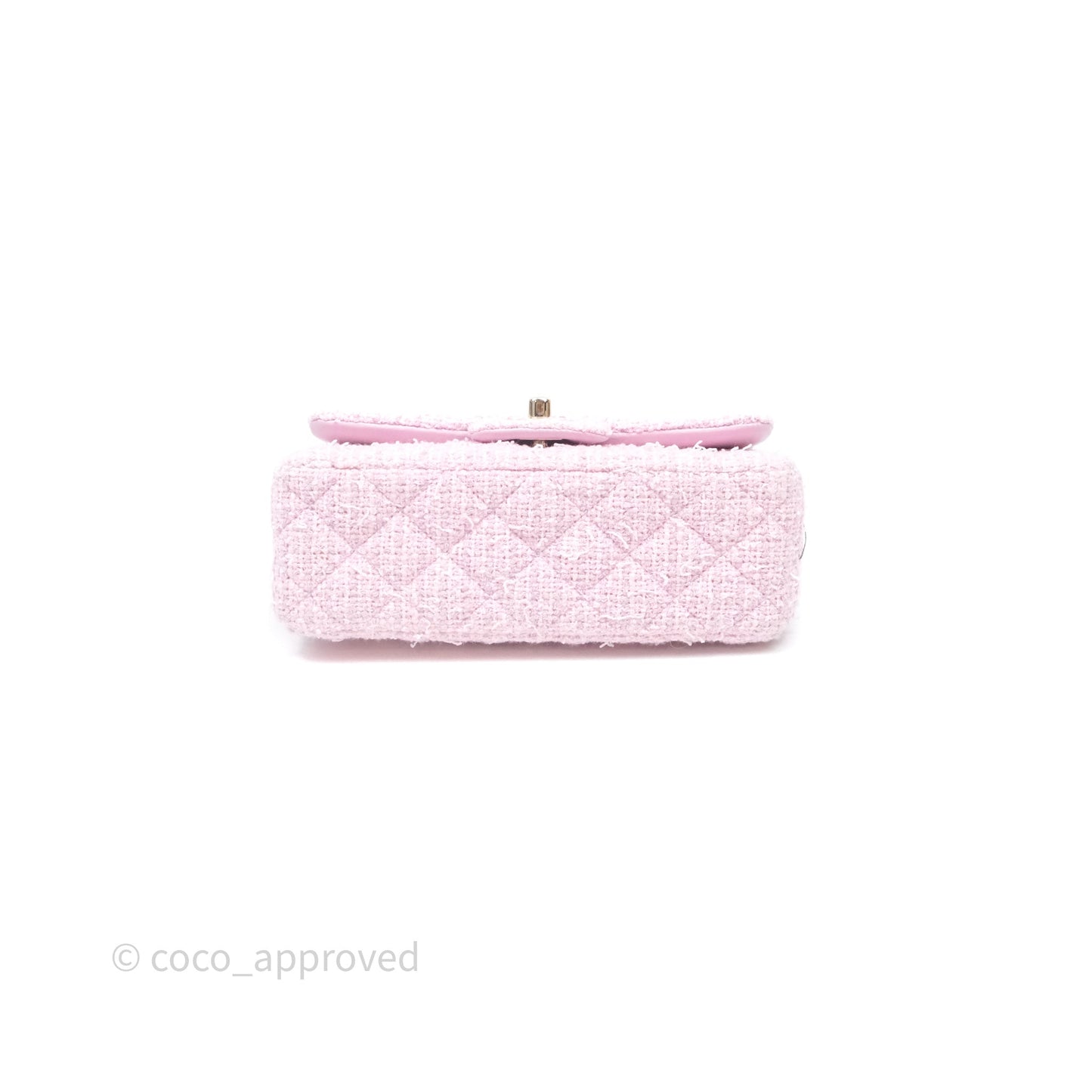 Chanel Classic Mini Rectangular Flap Pink Tweed Gold Hardware