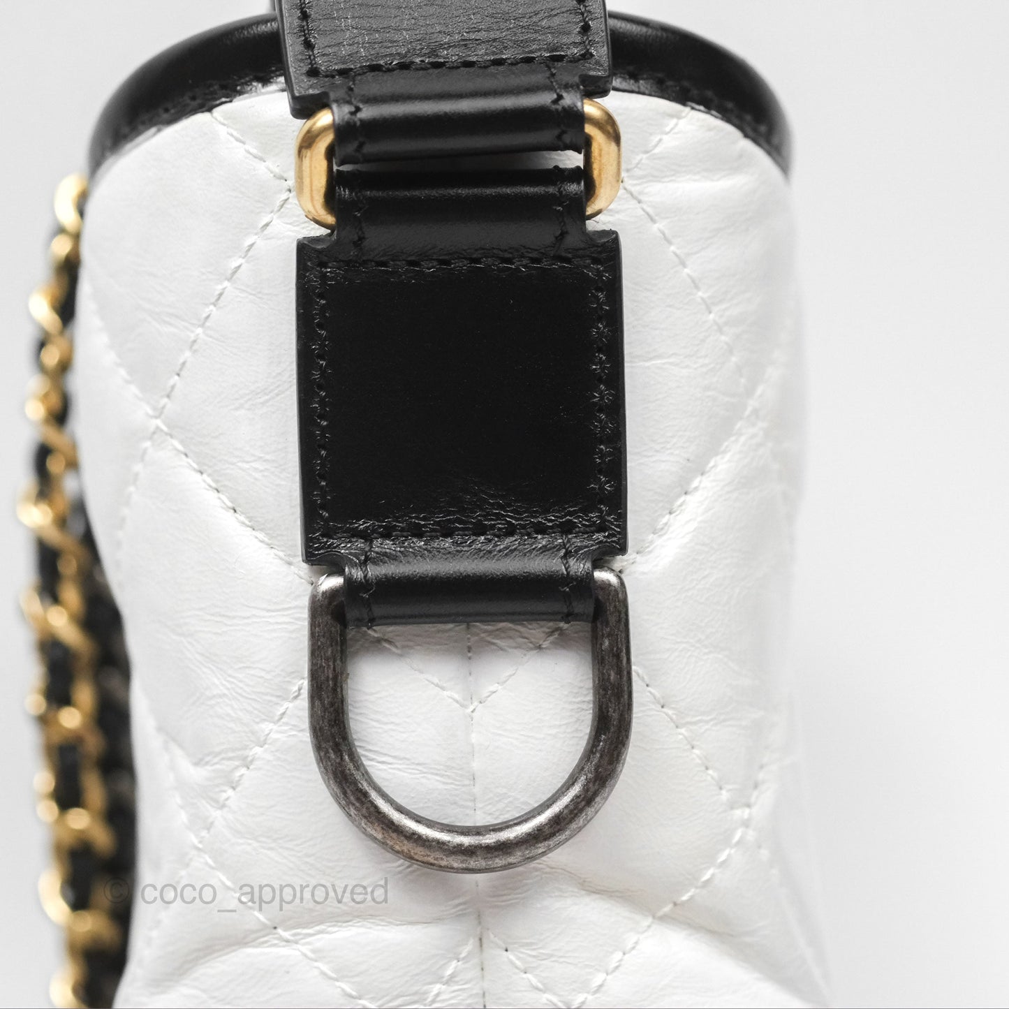 Chanel Small Gabrielle Hobo Quilted Black White Aged Calfskin