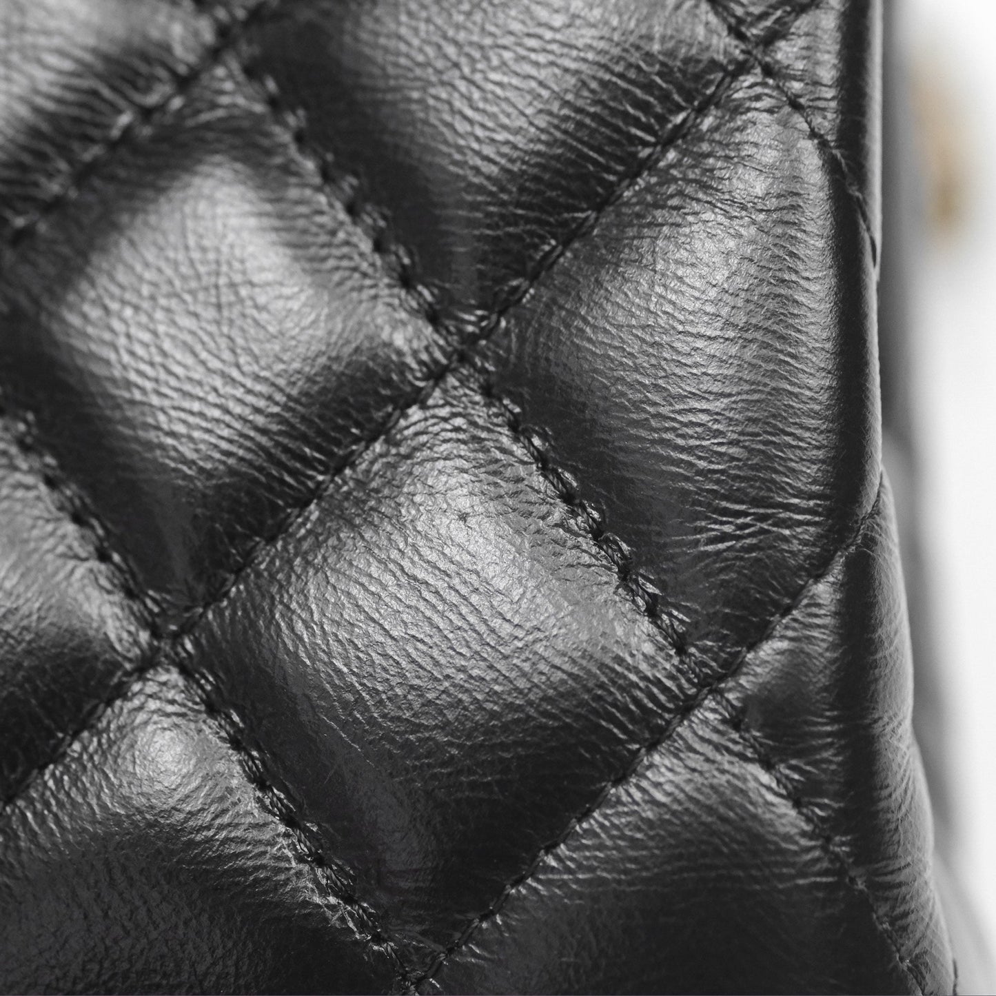 Chanel Kelly Bag Quilted Black Shiny Crumpled Calfskin Aged Gold Hardware