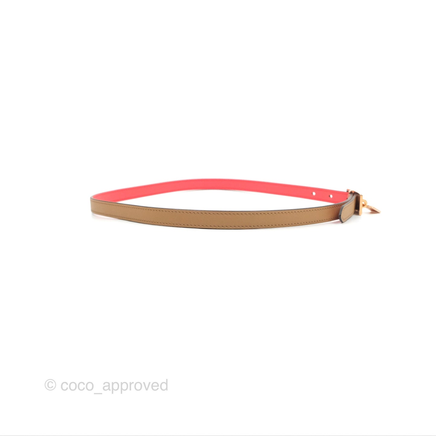 Hermès Lucky 15 Reversible Belt Chaï / Rose Jaipur Rose Gold Hardware Size 75