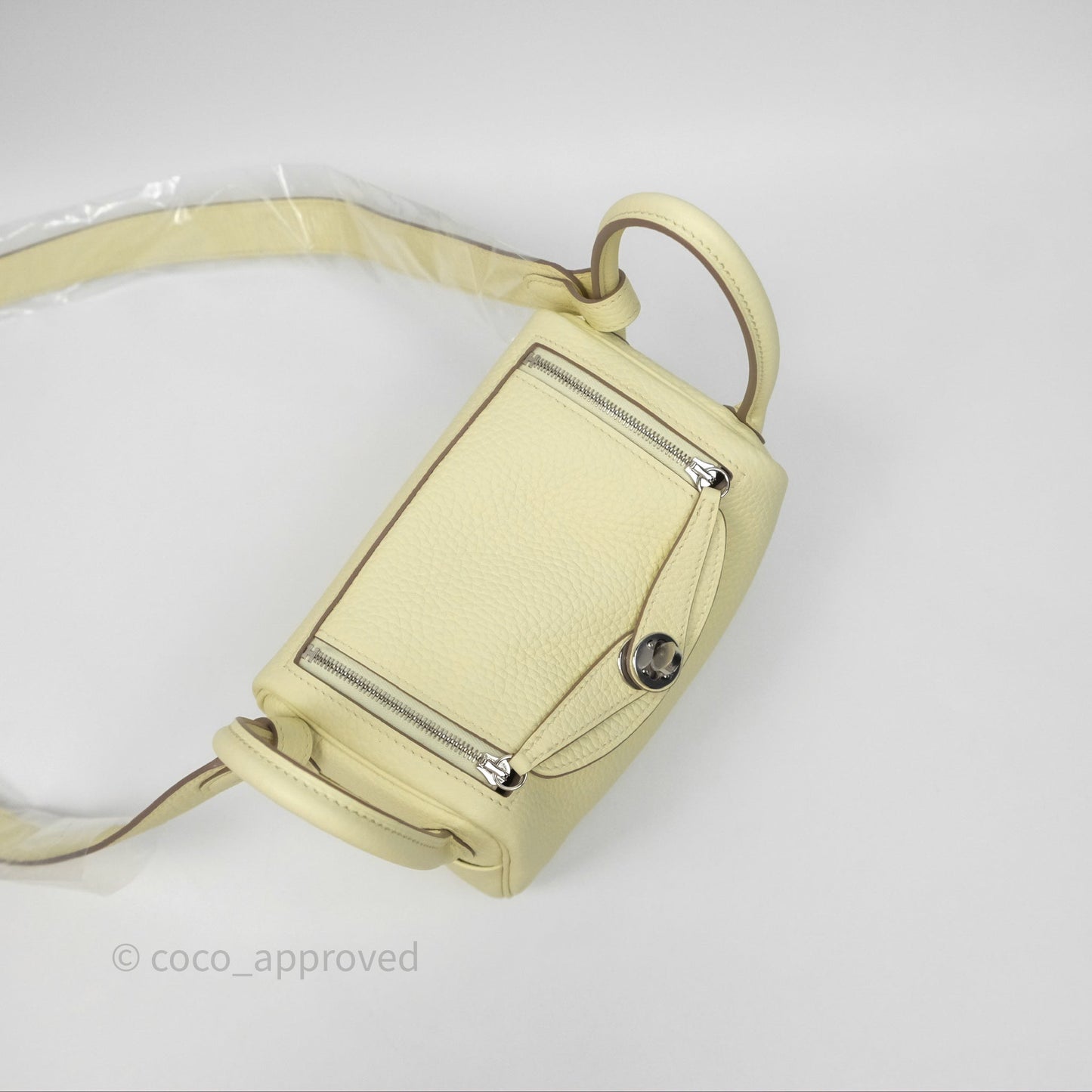 Hermès Mini Lindy II 20 Jaune Milton Clemence Palladium Hardware