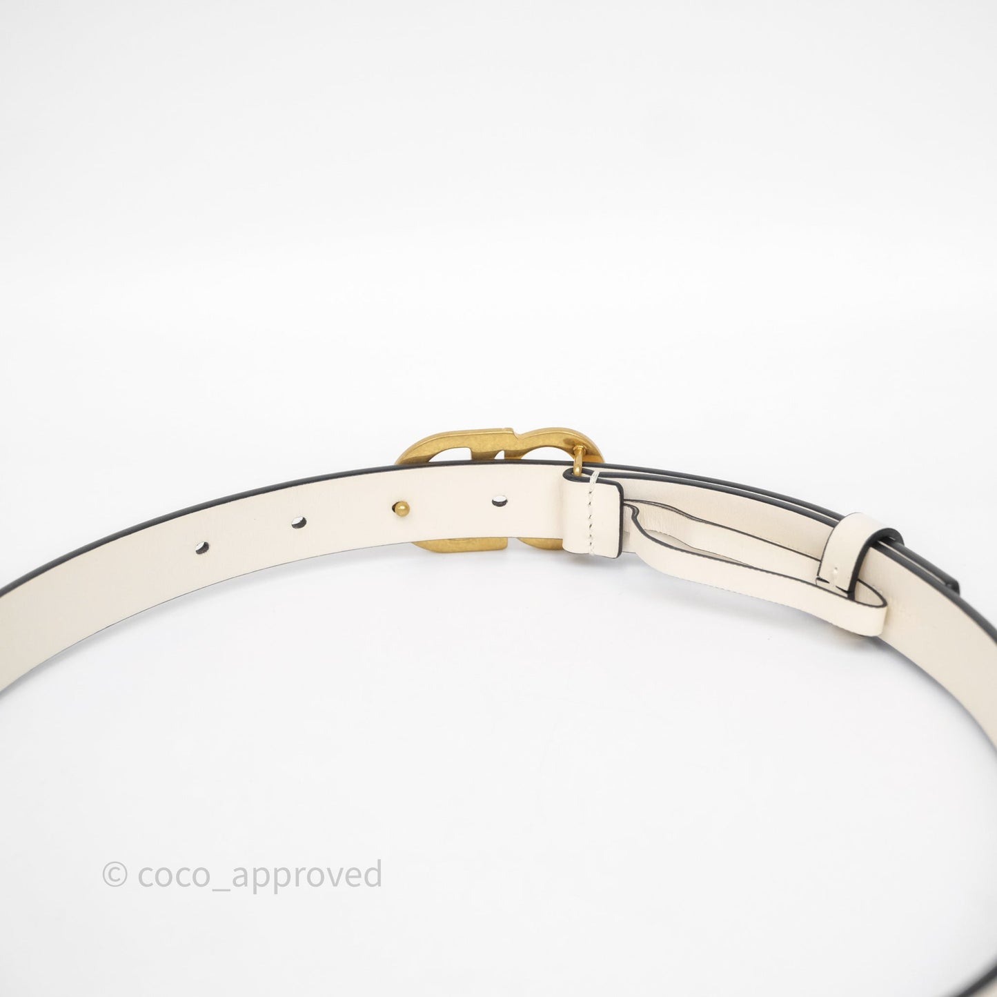 Christian Dior Saddle Belt Ivory White Calfskin Gold Hardware 20mm Size 70