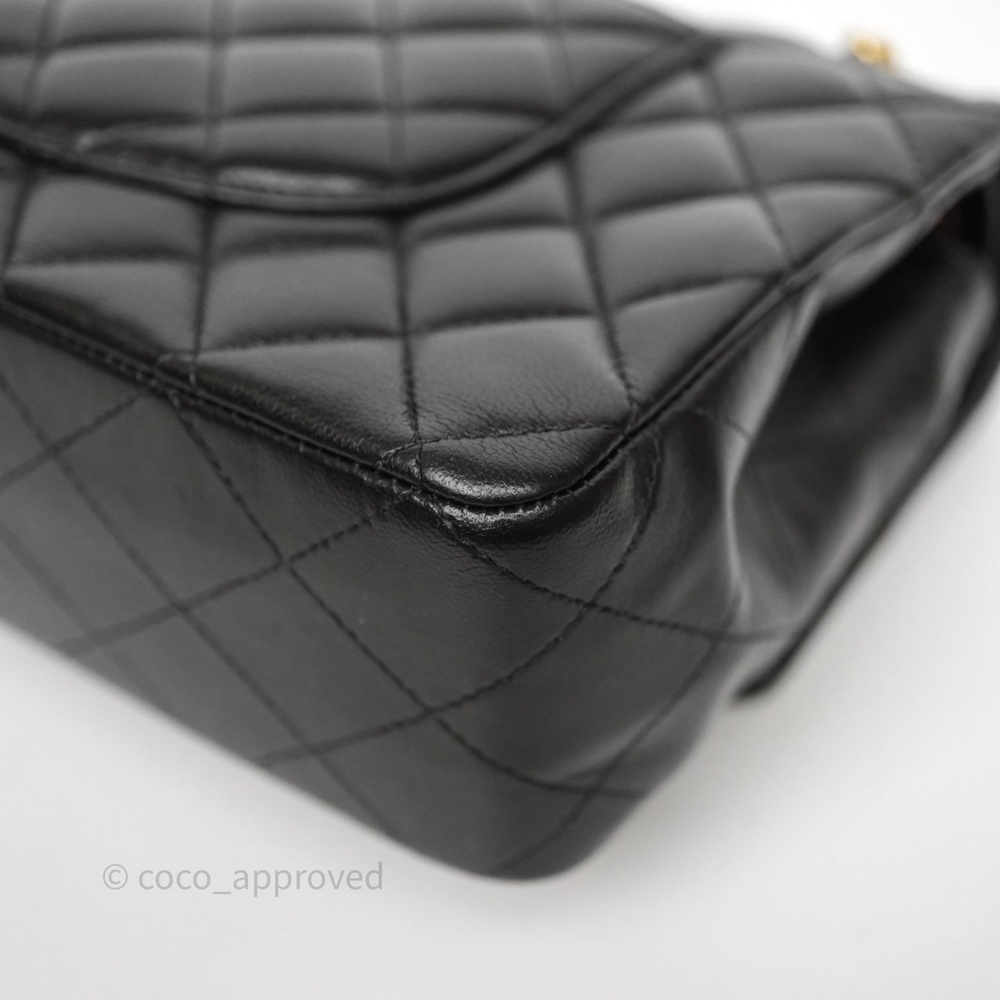 Chanel Classic M/L Medium Flap Quilted Black Lambskin Gold Hardware