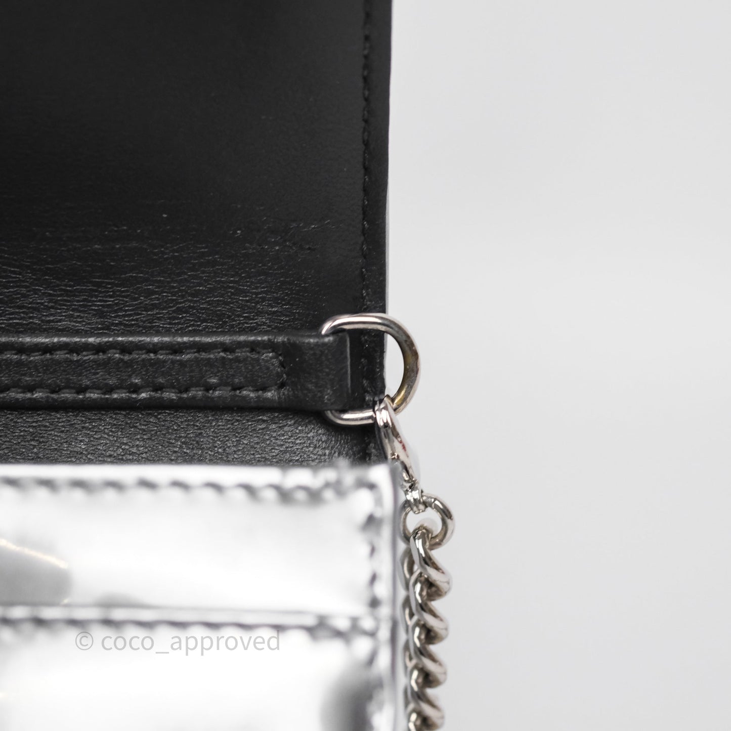 Christian Dior Diorama Wallet on Chain Metallic Silver