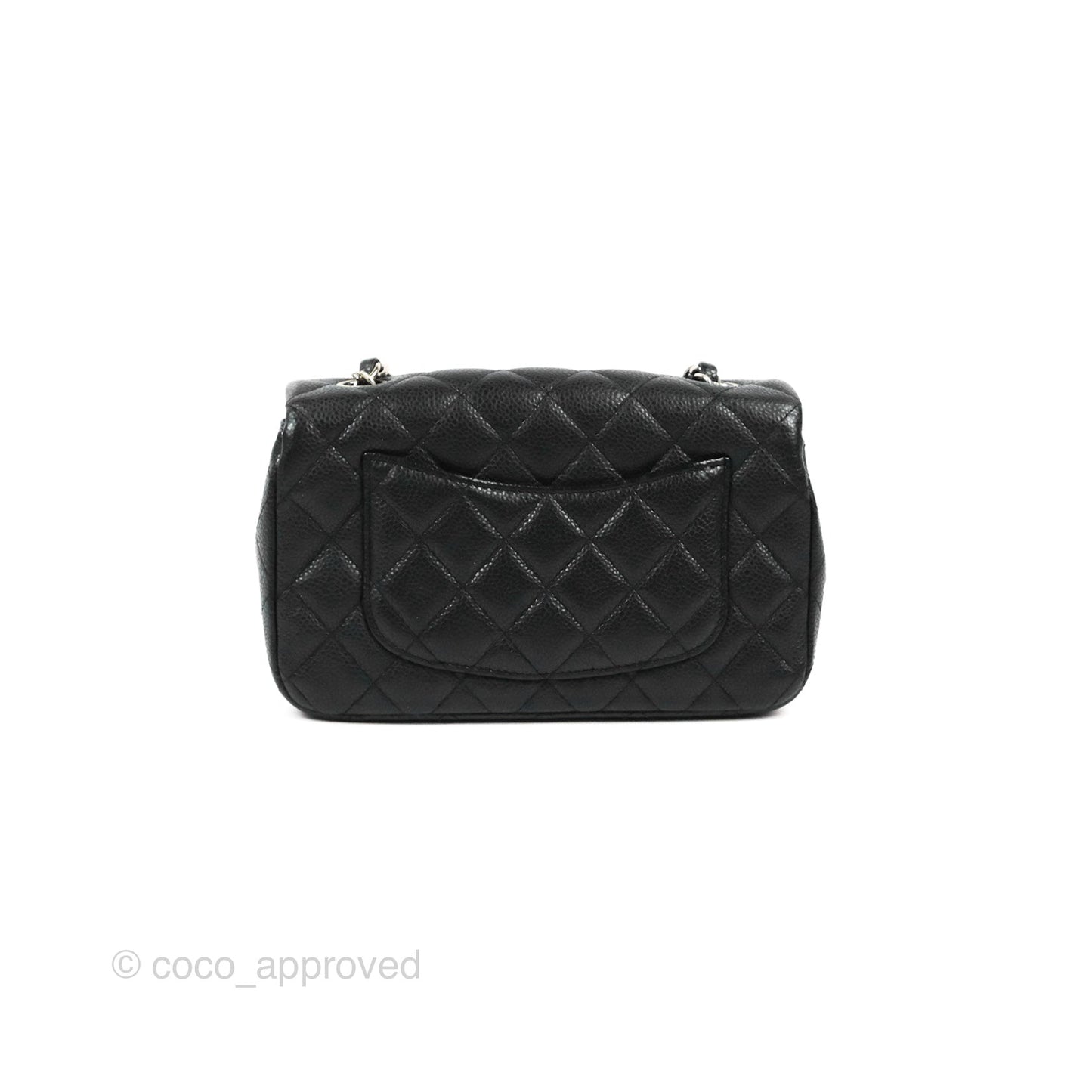 Chanel Quilted Mini Rectangular Flap Black Caviar Silver Hardware