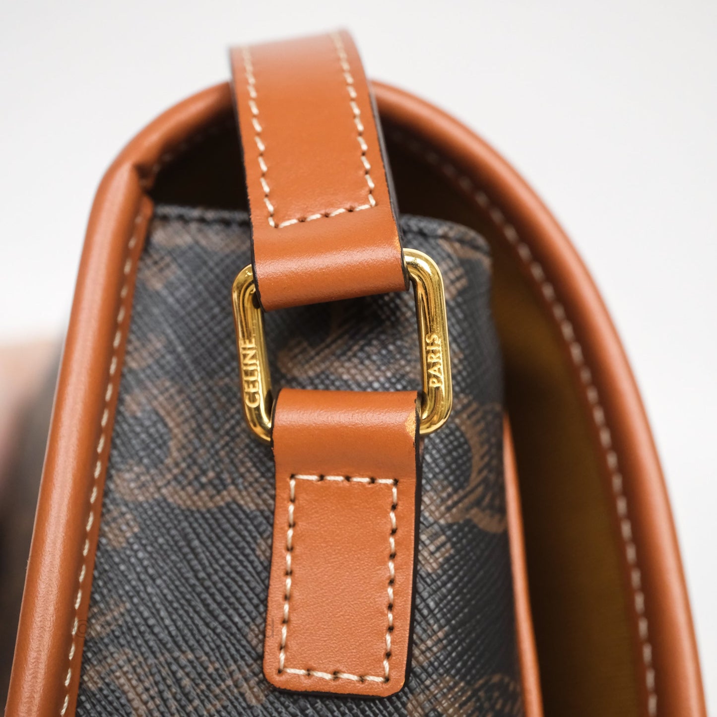 Celine Medium Folco Bag Triomphe Canvas Tan