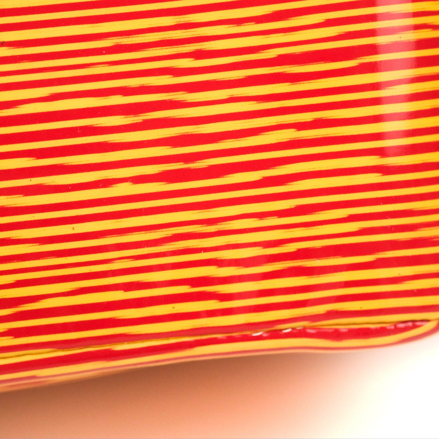 Chanel Mini Rectangular Flap Bag Orange Red Striped Patent Silver Hardware
