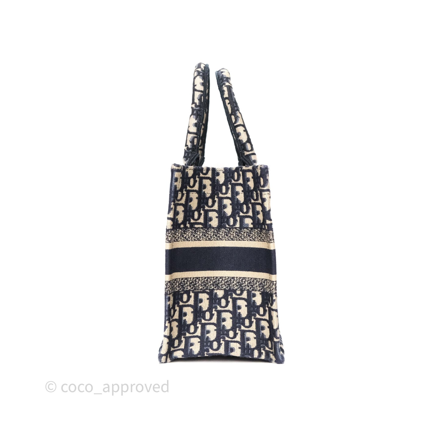 Dior New Small Book Tote Navy Dior Oblique Embroidery Canvas
